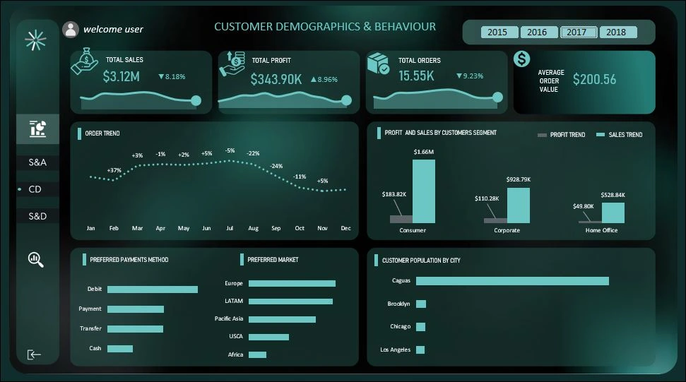 Dashboard 2 : Customer Demographics & Behavior 