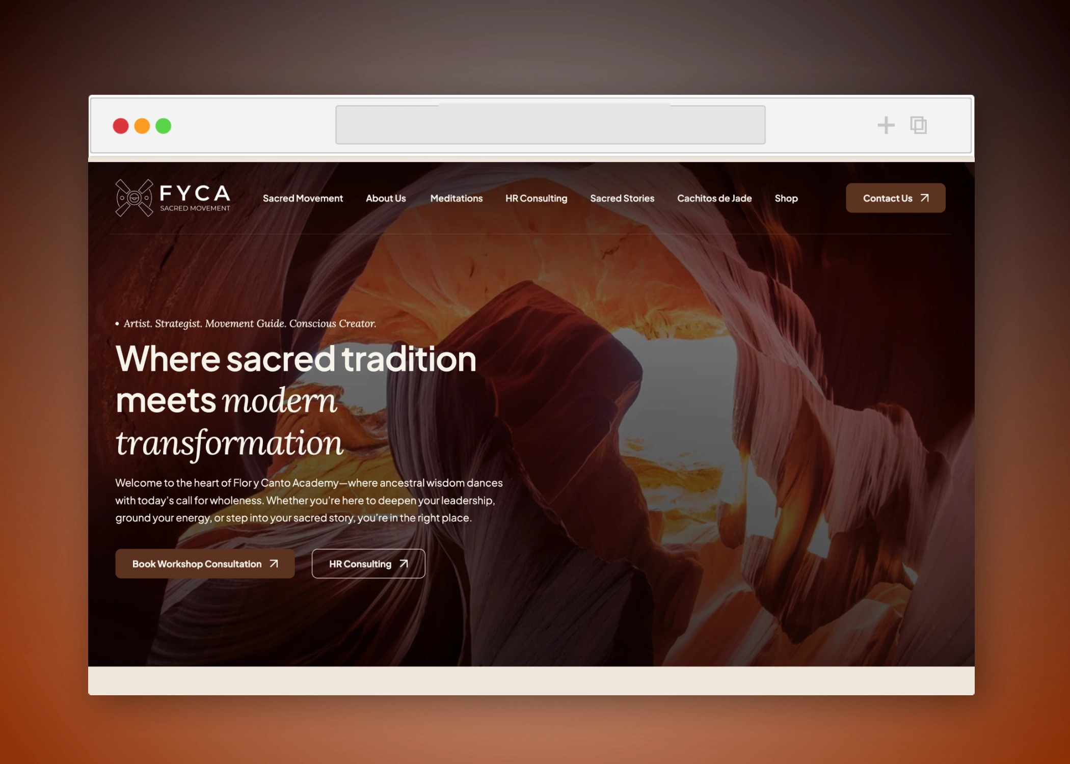  FYCA Sacred Movement – Spiritual & Movement Platform Website