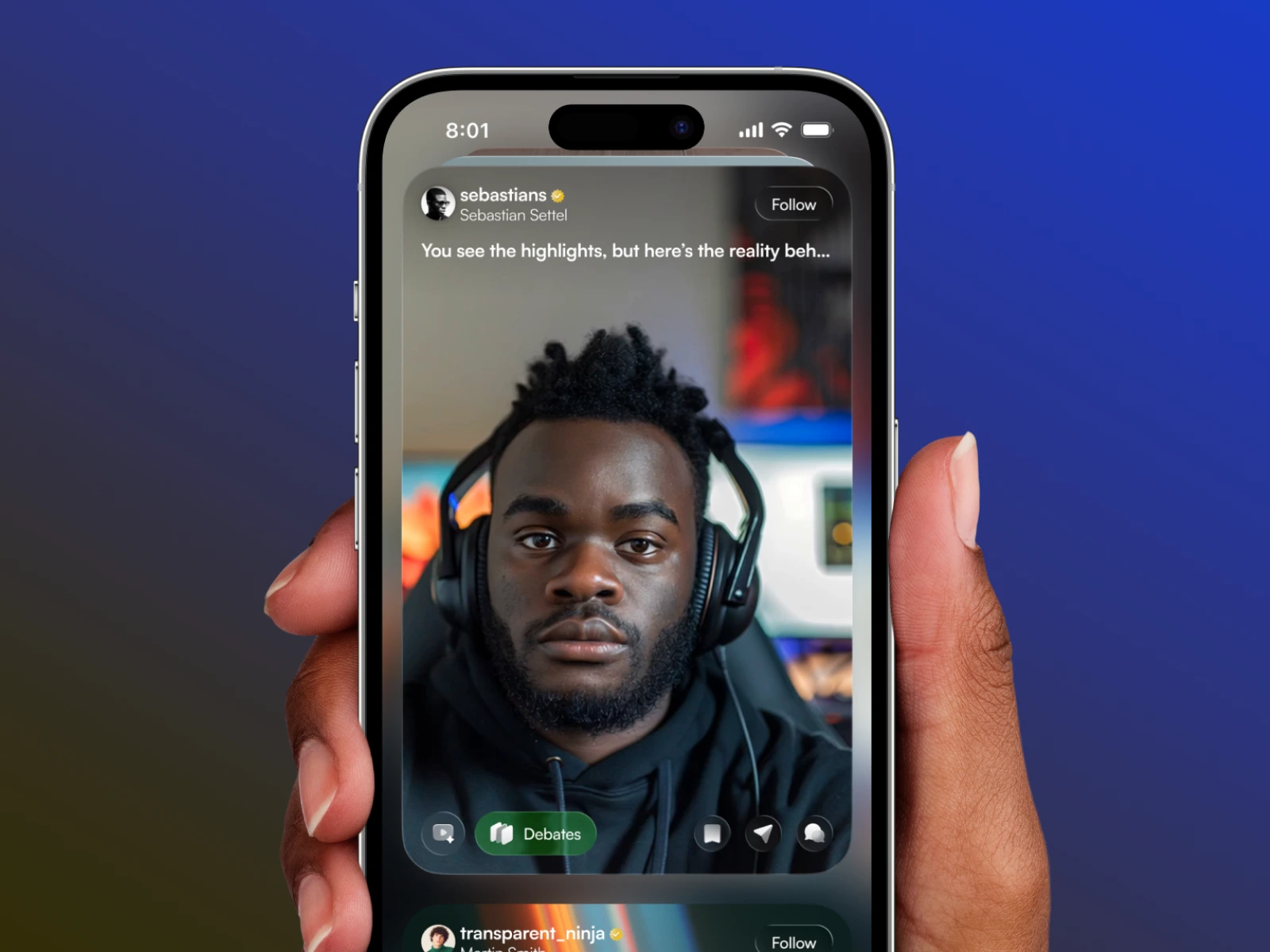 An immersive content view where conversations are just one tap away.