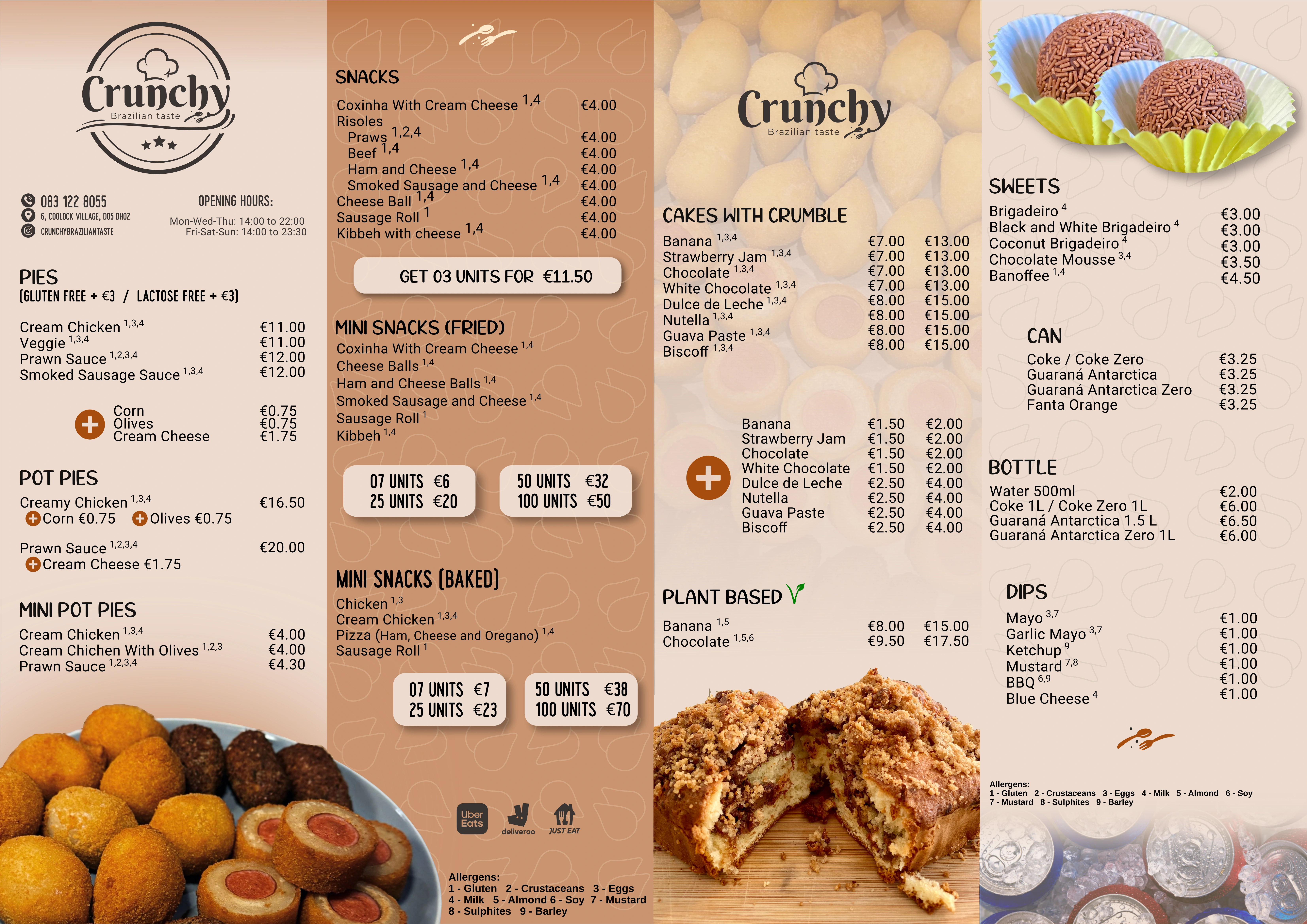 A3 sized menu for Crunchy