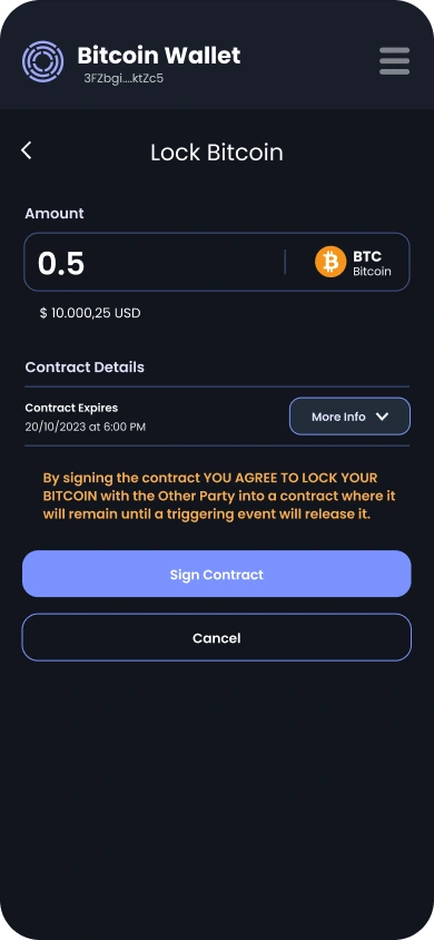 A white-label locking flow designed to fit natively into partner wallets.

