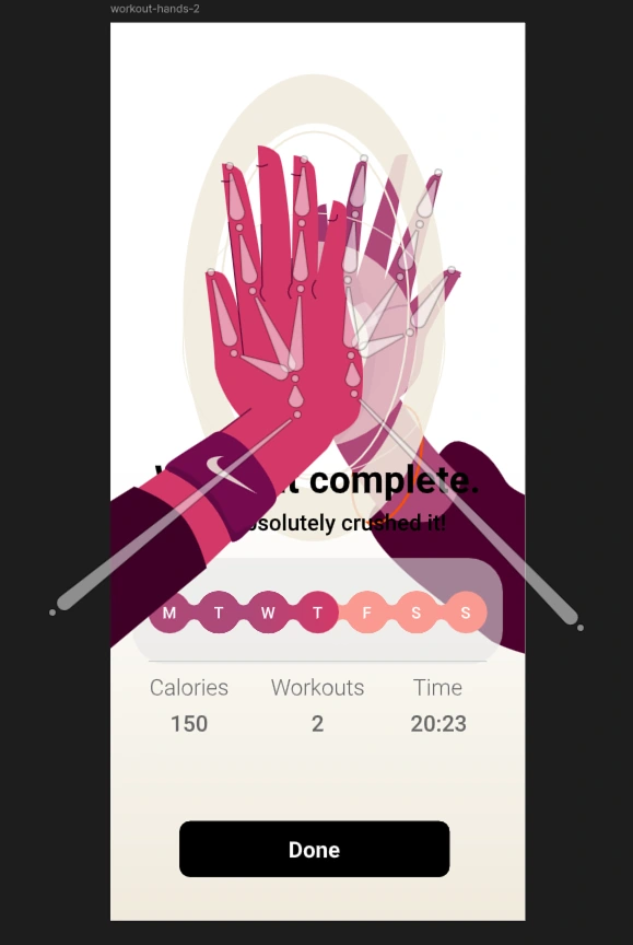 Bones system used to animate the hands