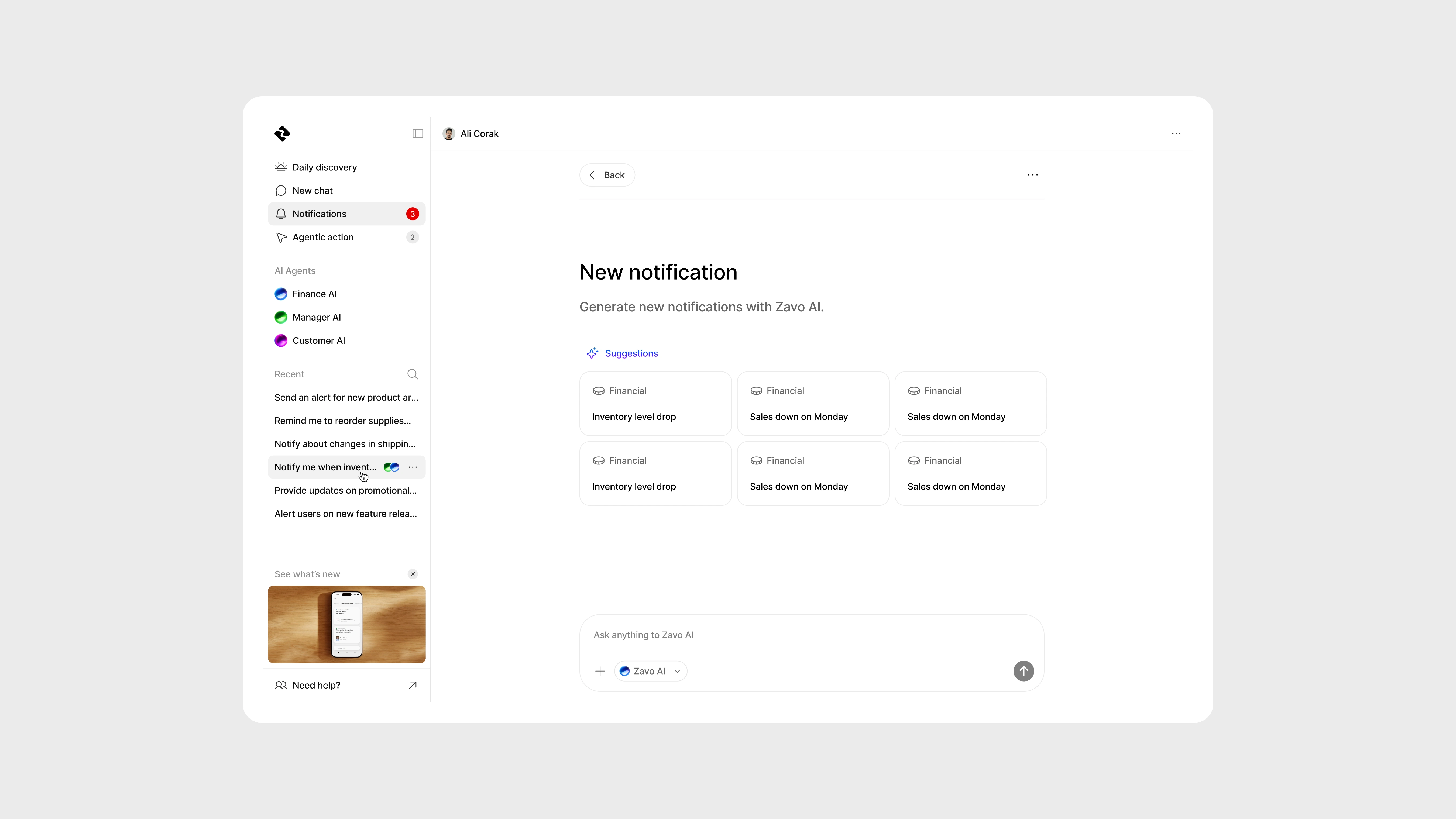 AI Chat - Notifications