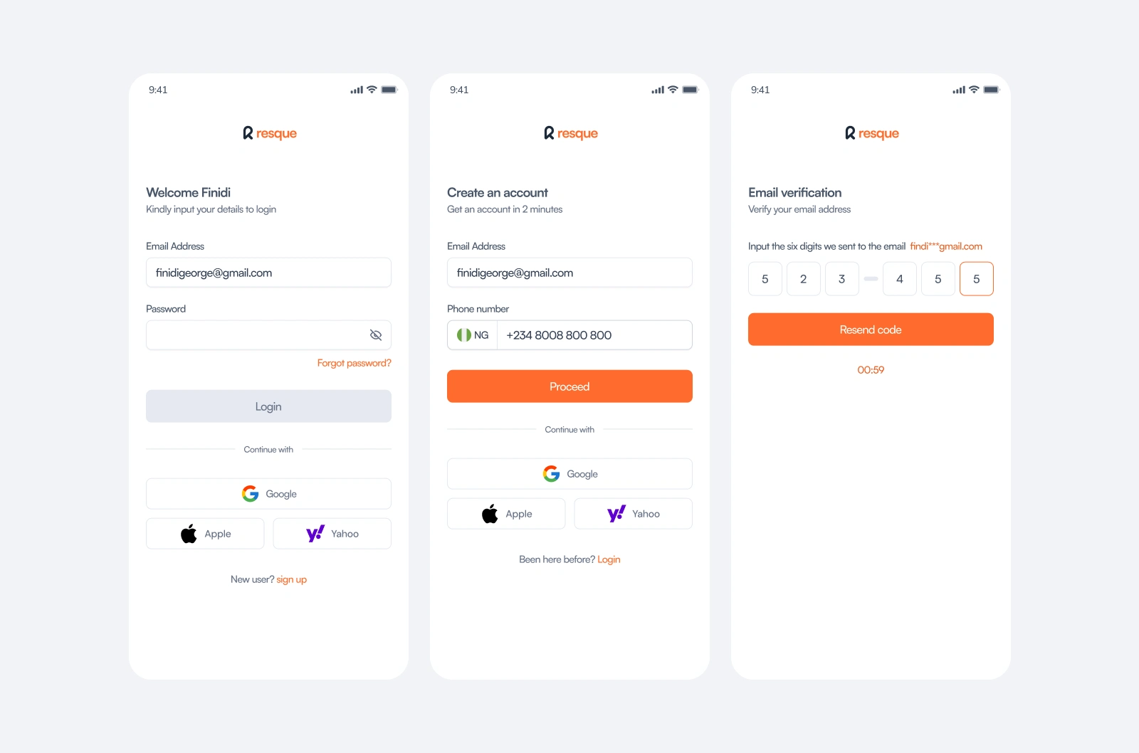Light Mode Sign up pages