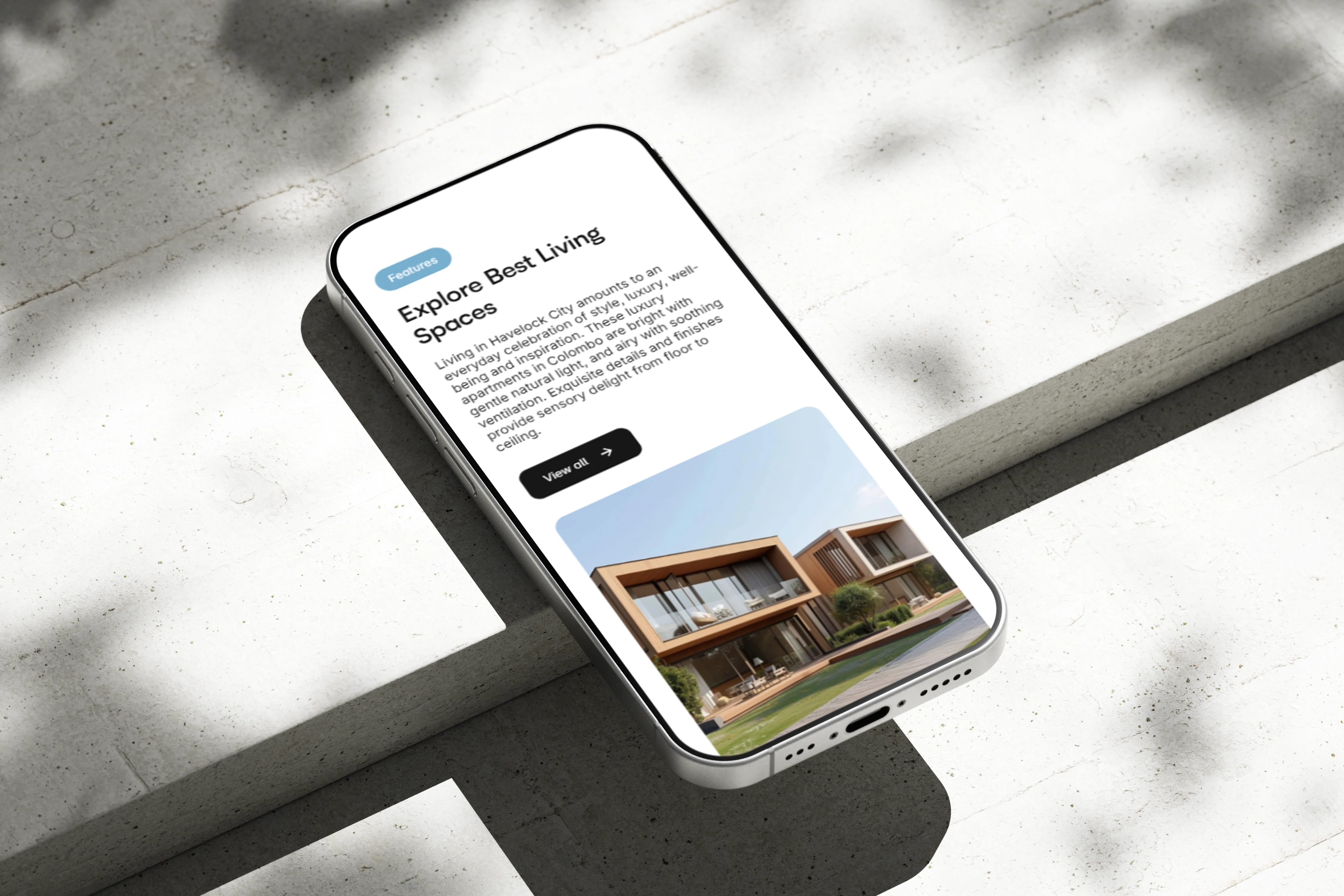 Mobile view of the Features Section