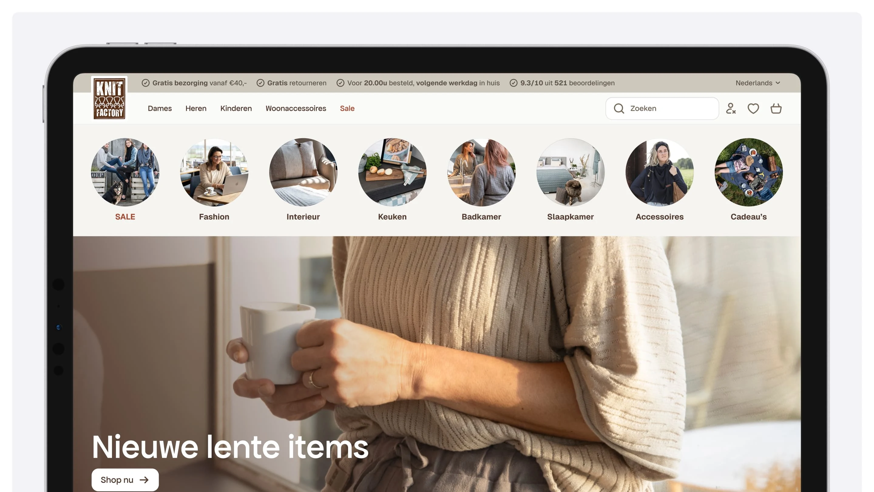Desktop homepage