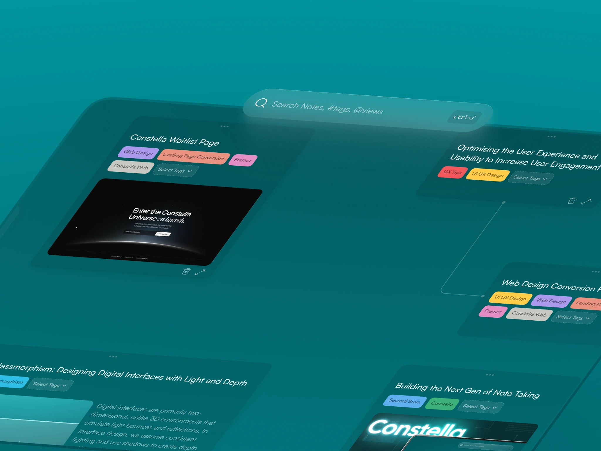 Search being the Strongest and Only Interactive Element Except Canvas and Notes