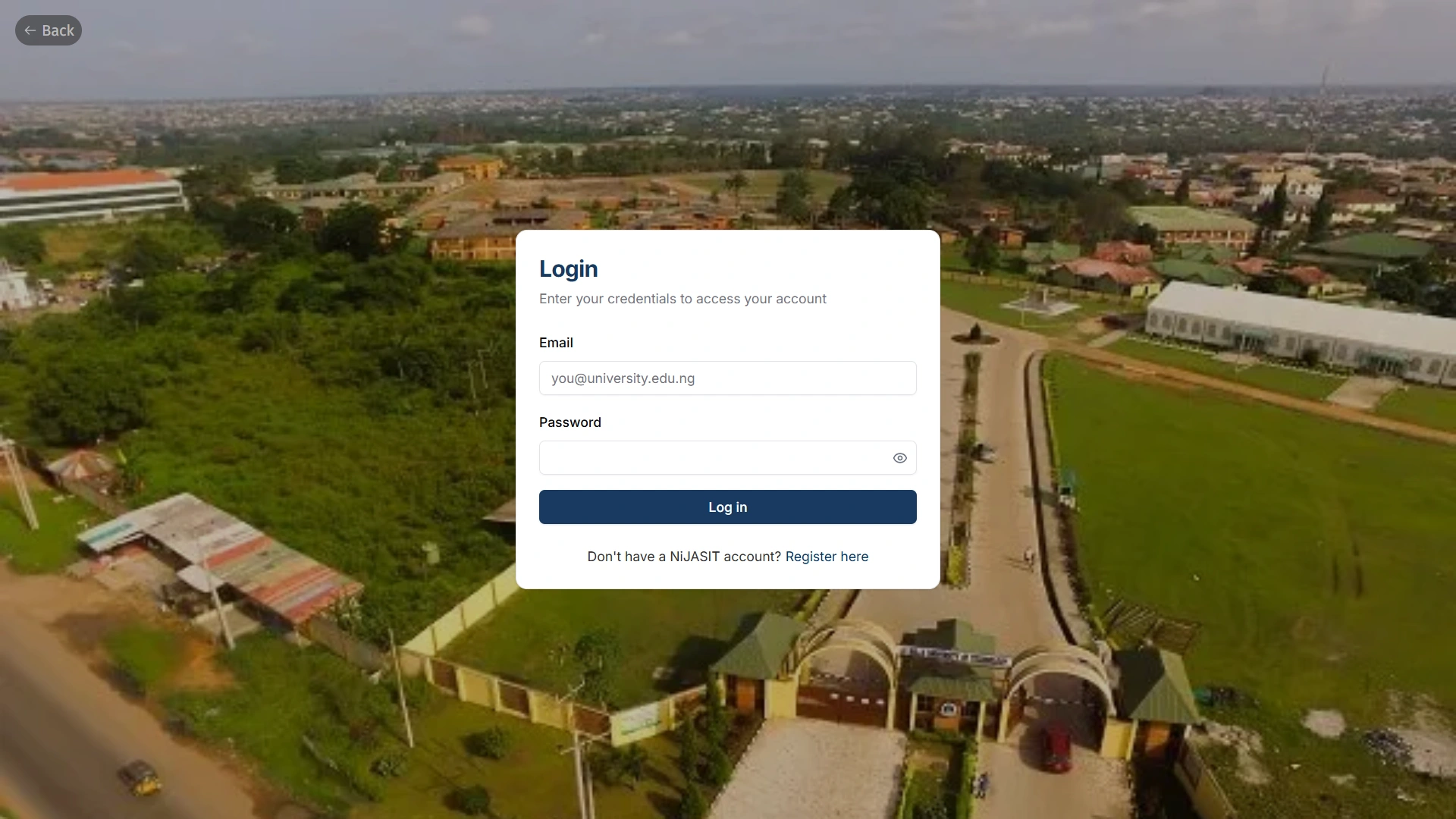 Login screen