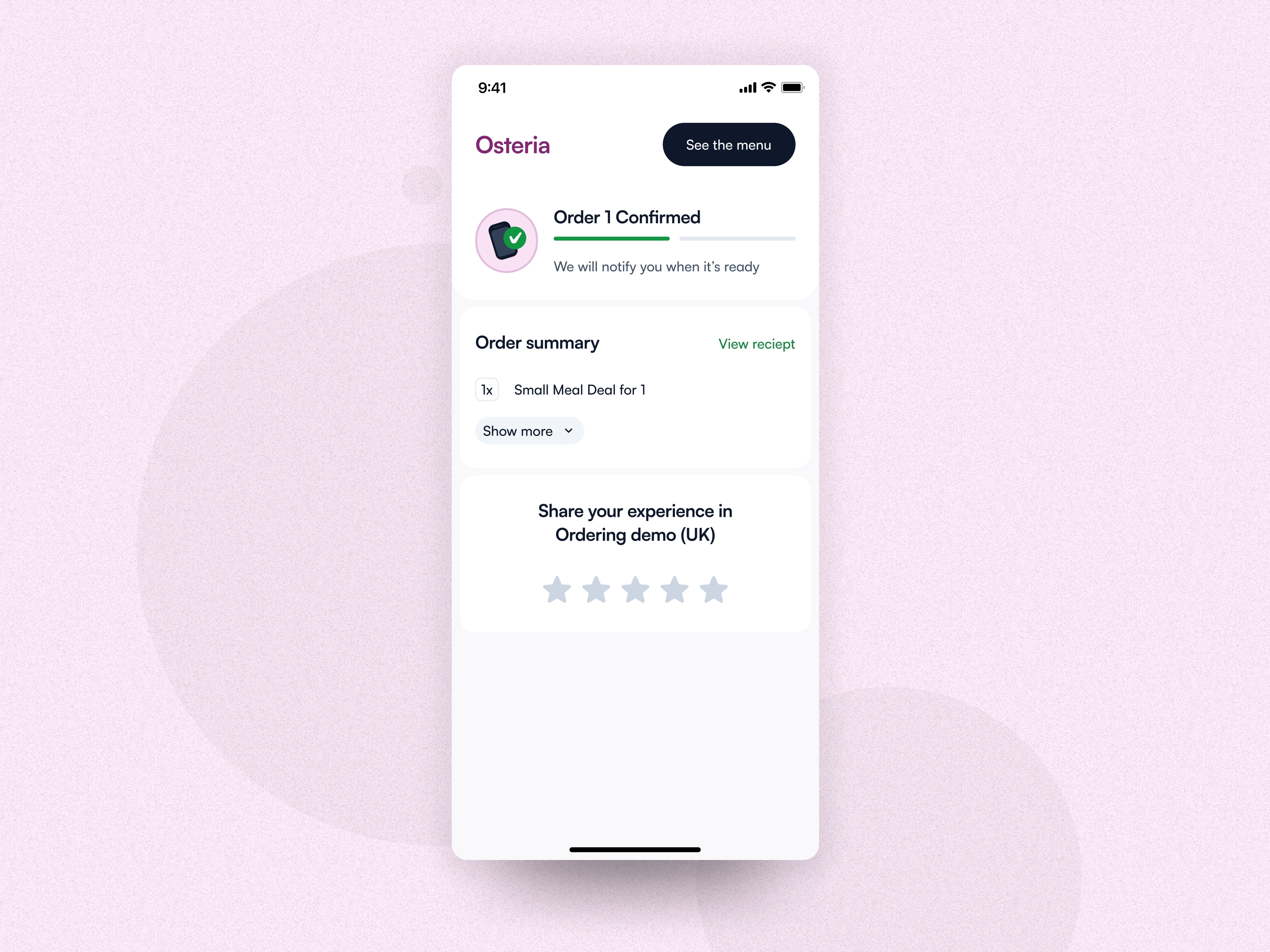 Order confirmation new UI