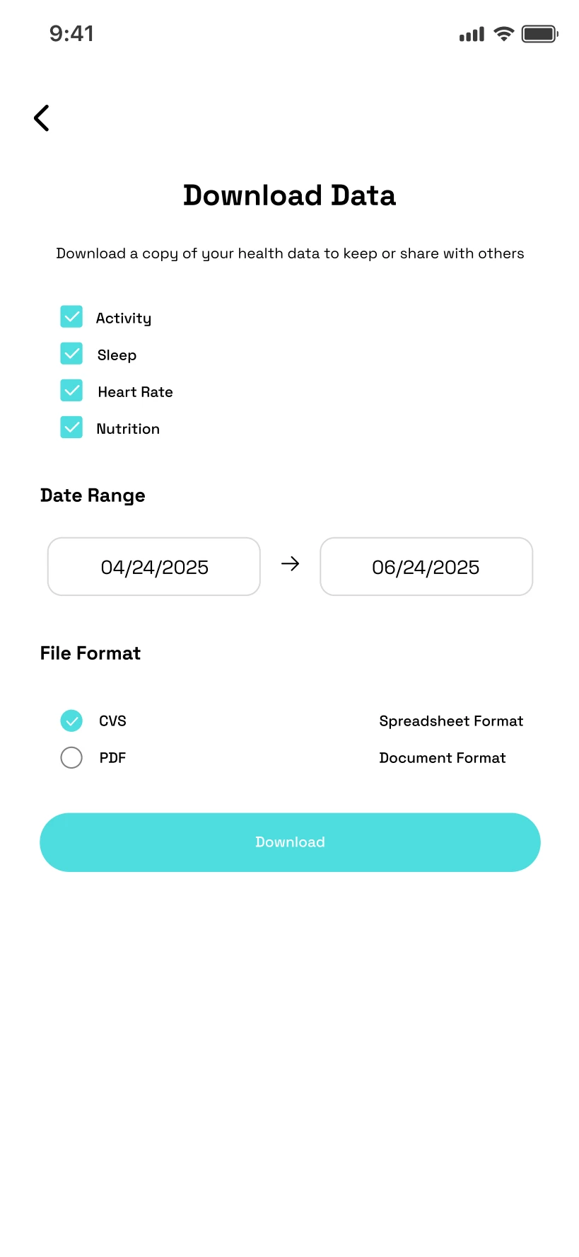 Download Data Screen