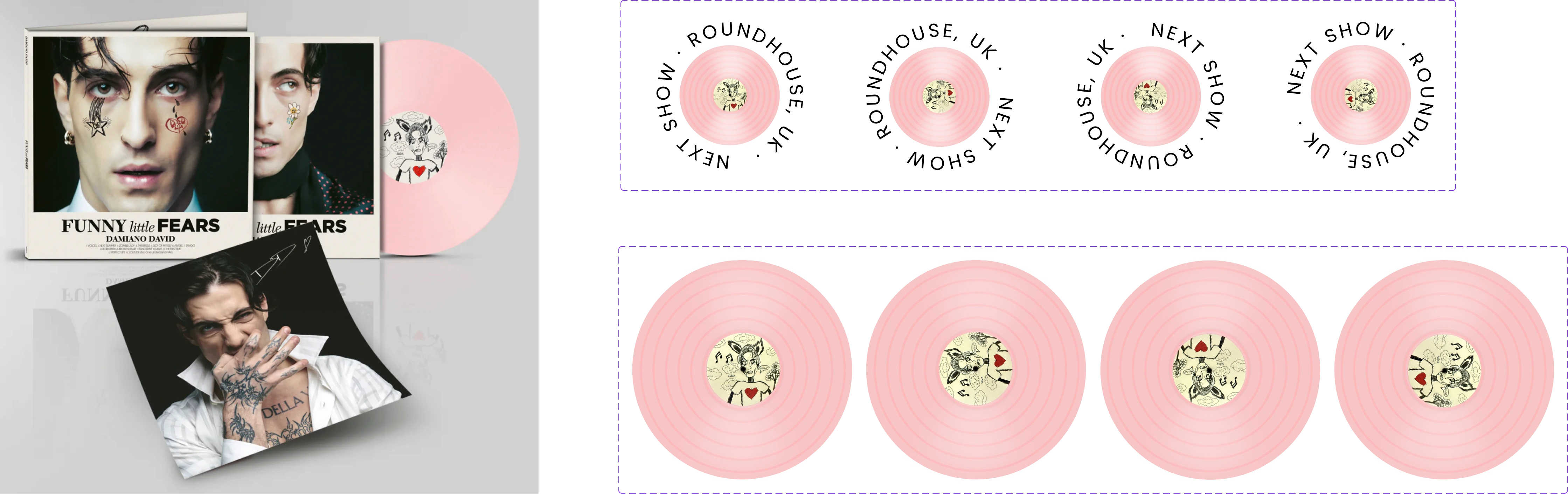Funny Little Fears album art (Right) and Designed Vinyl Component (Left)