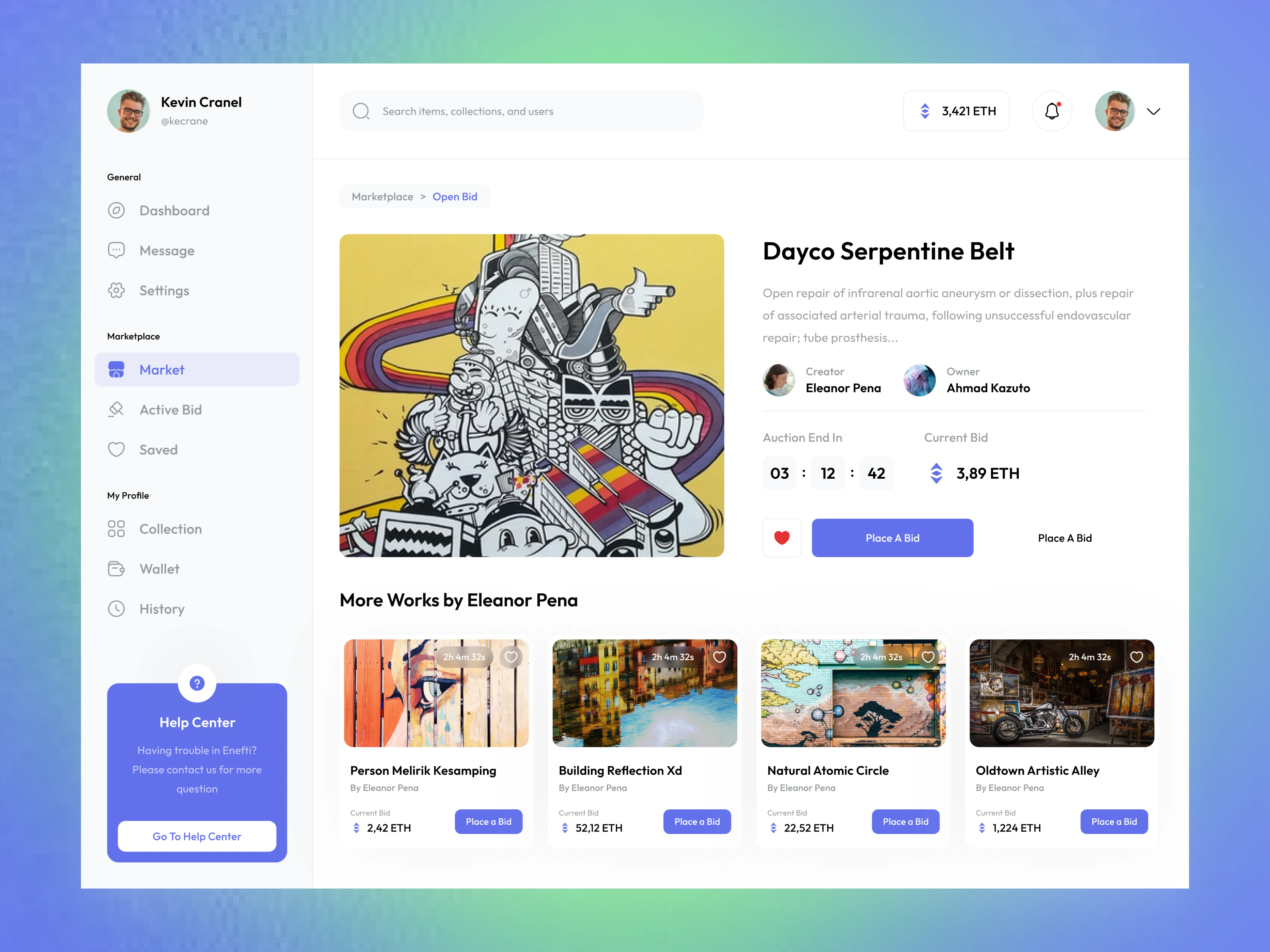 Transparent bid info and creator details