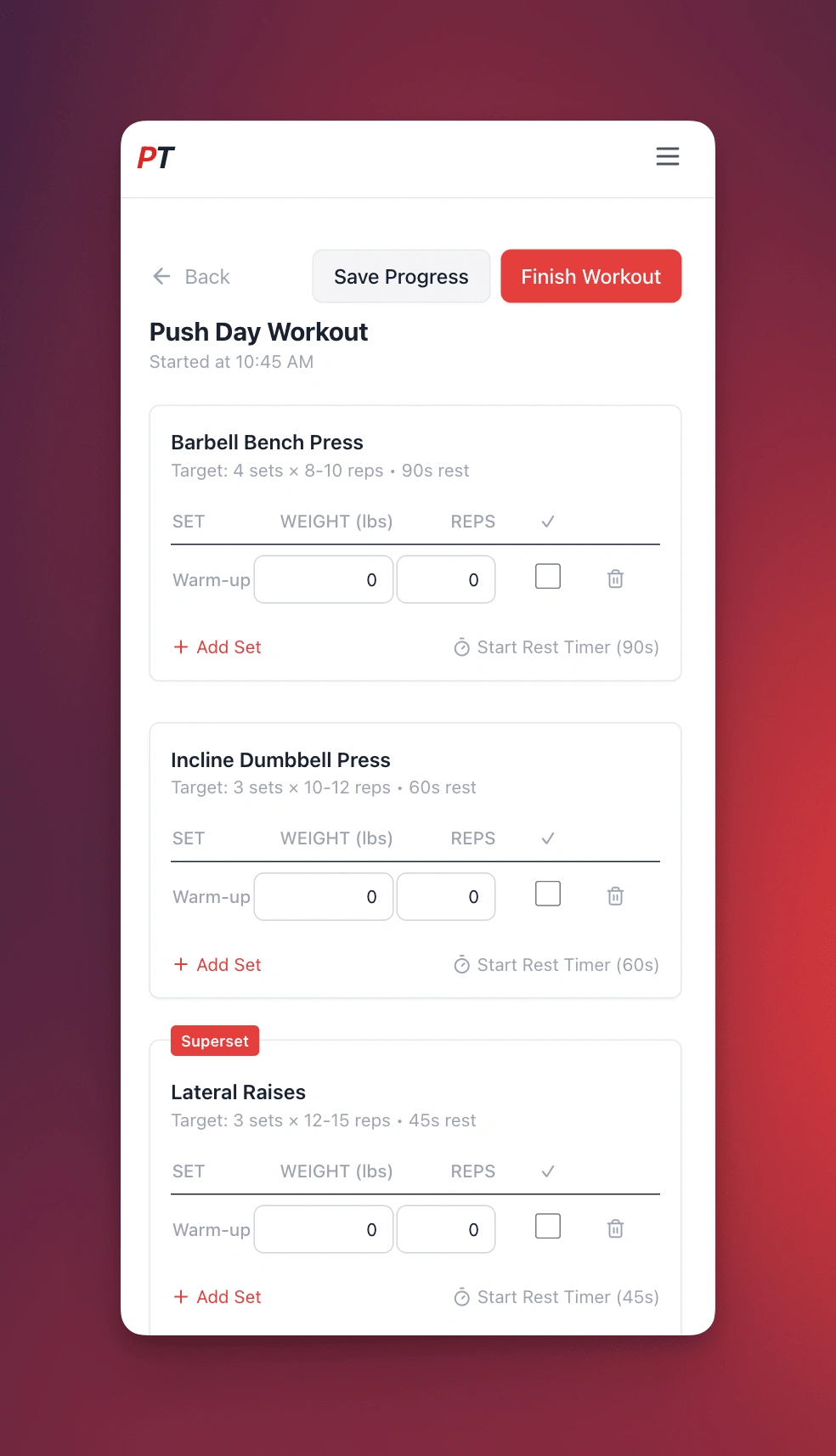 Workout Screen