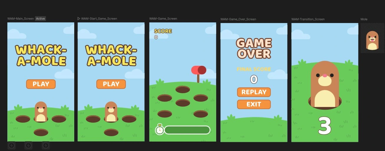 Whack-A-Mole Rive Artboards