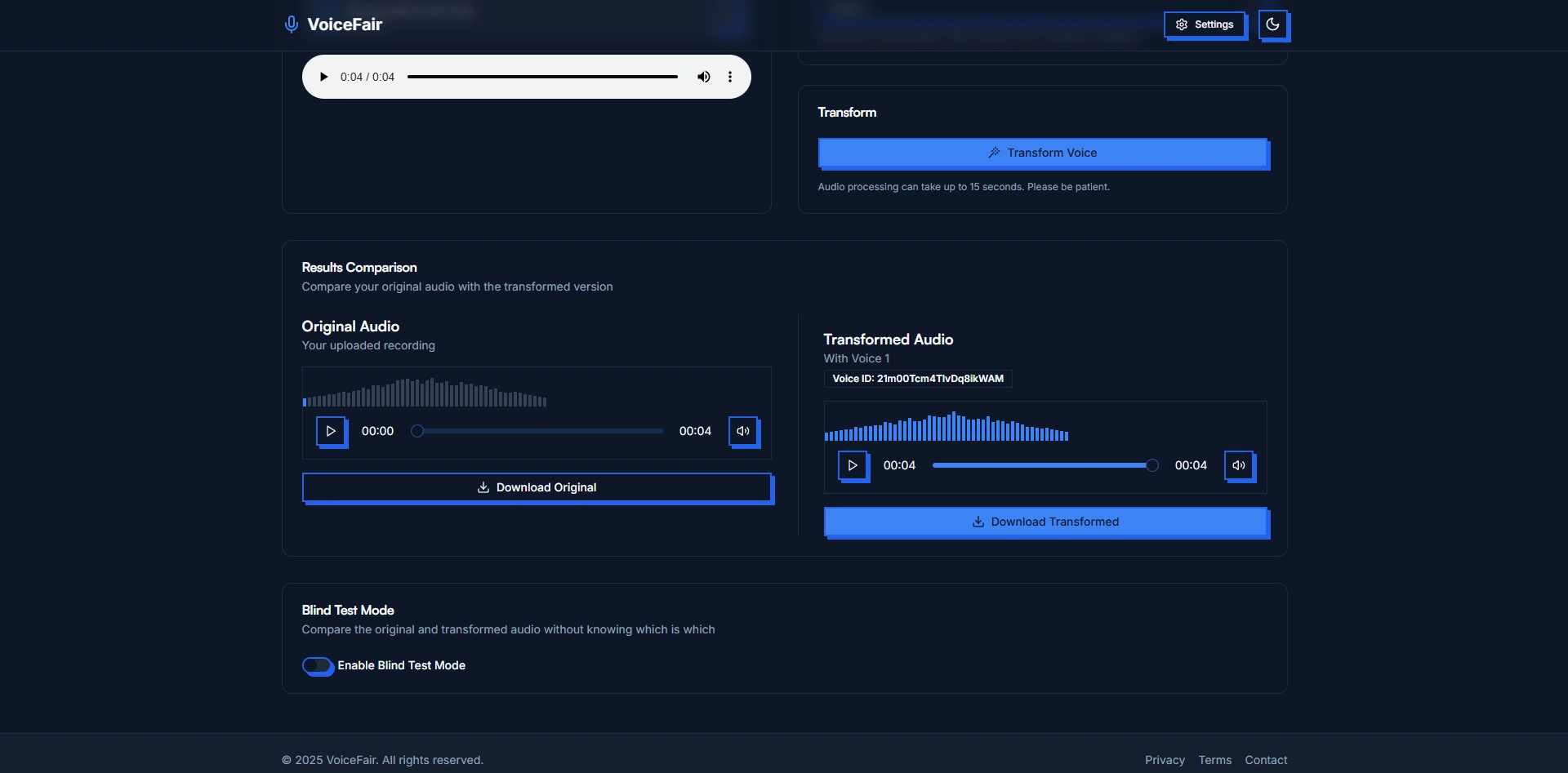 VoiceFair Interface