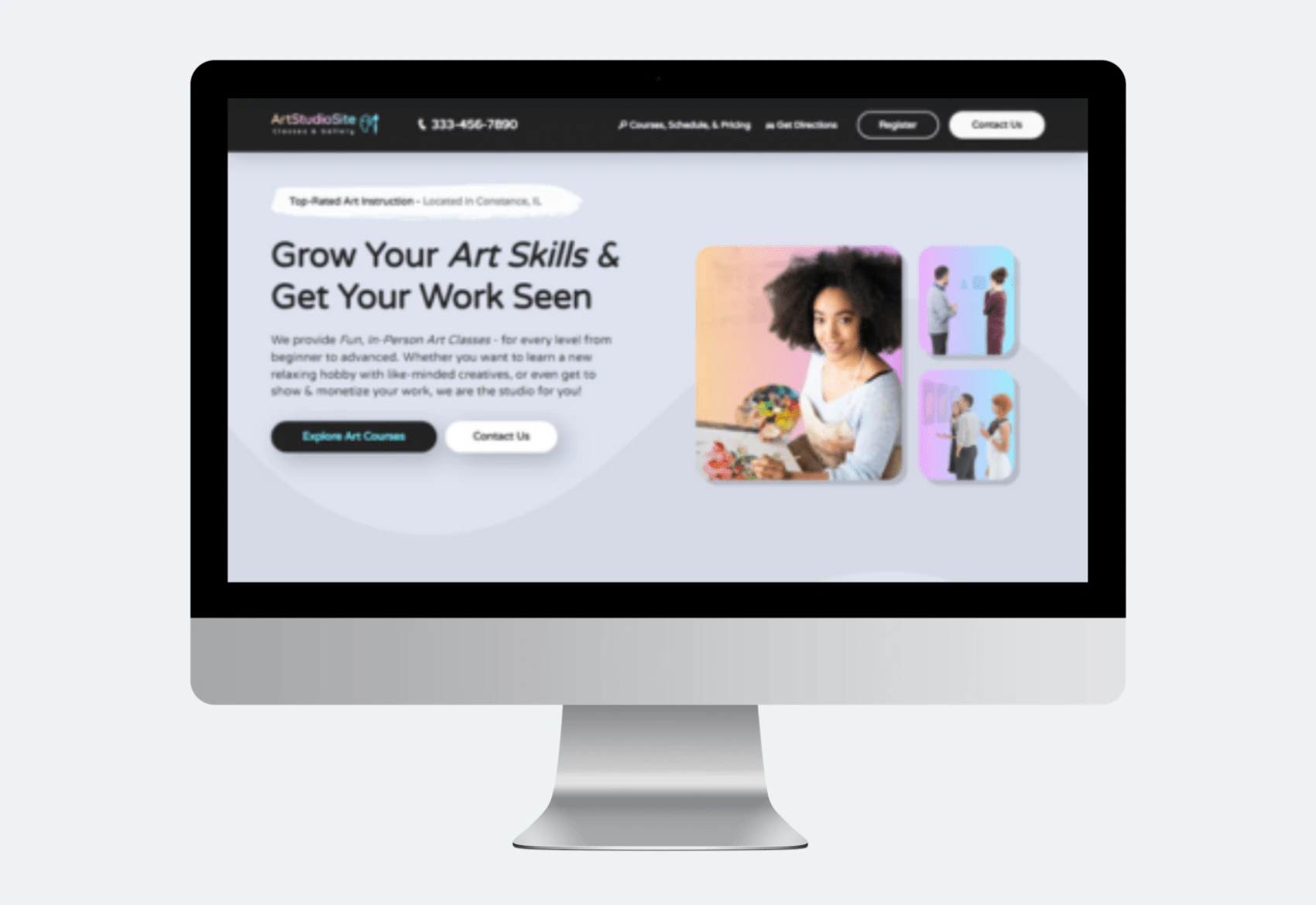 Hero Section of Art Studio Site