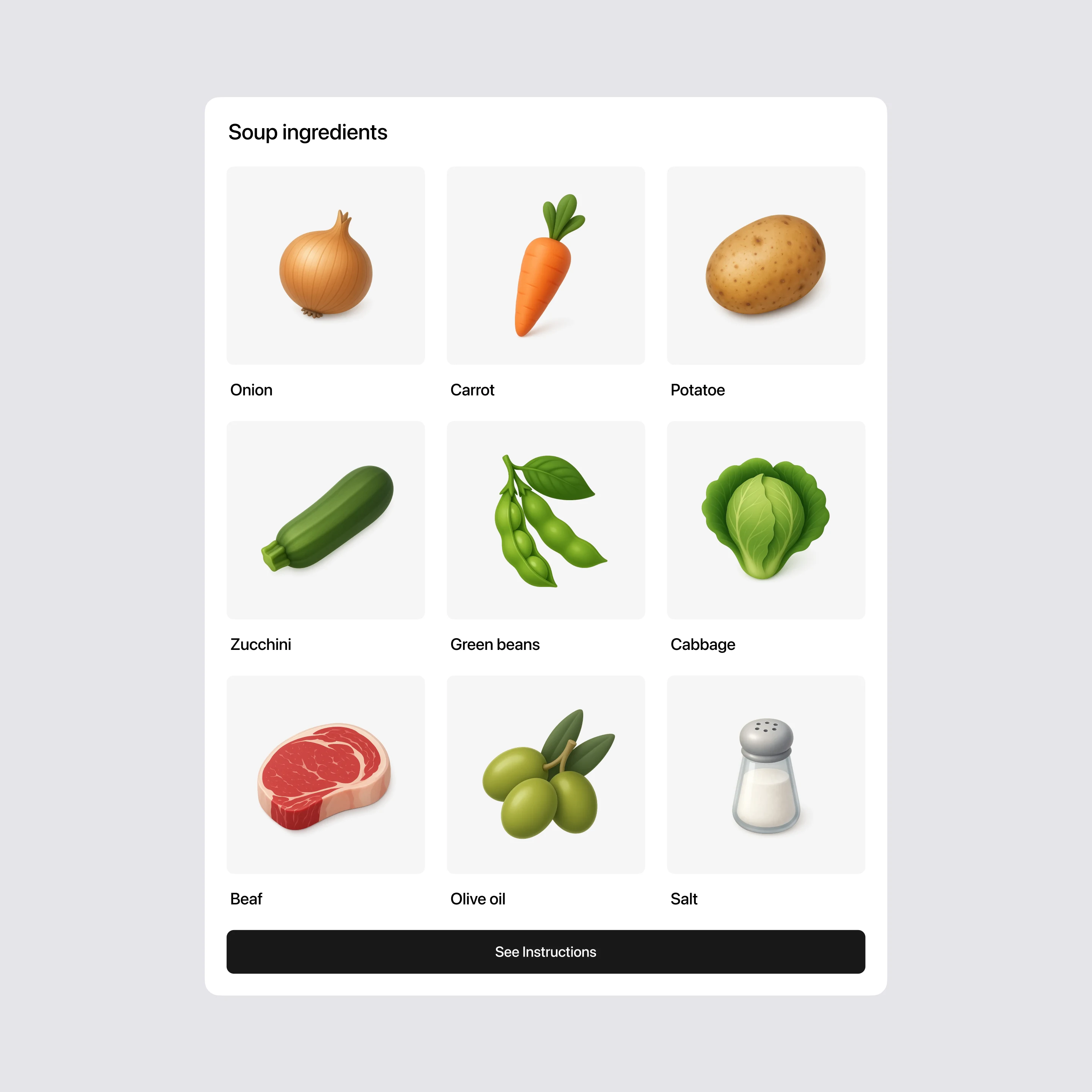 Soup Ingredients with Icons Inspired by Airbnb
