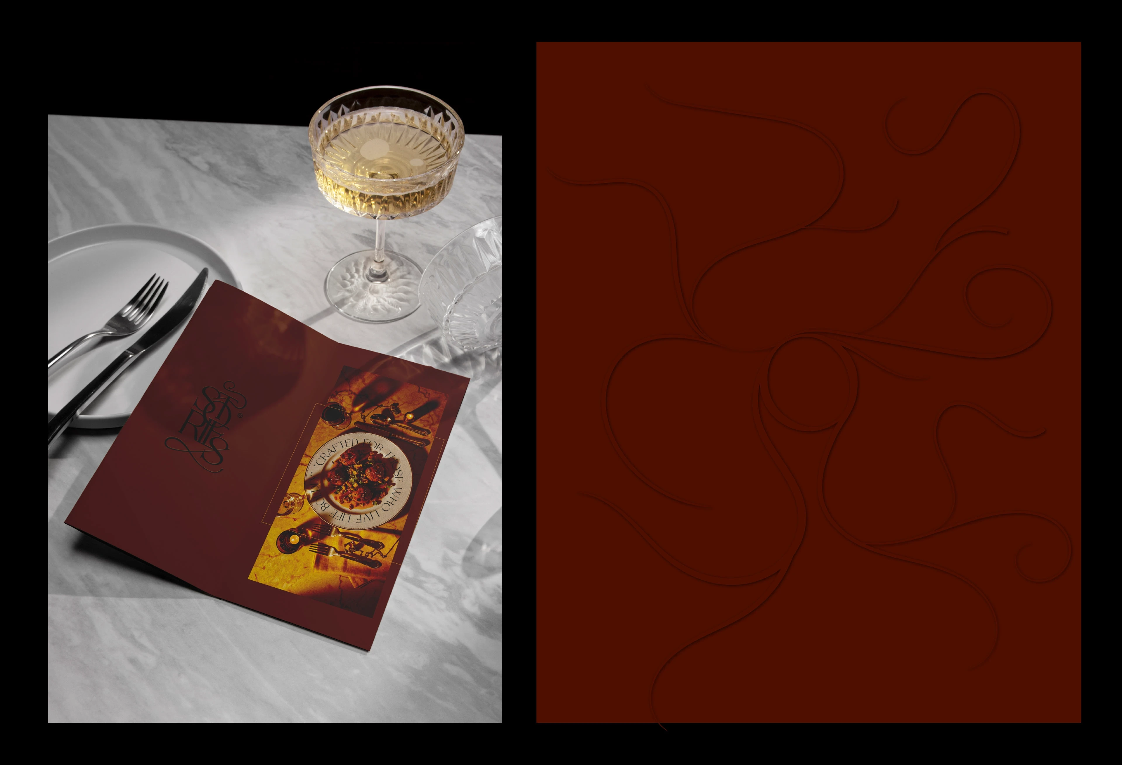 3d render mockup, menu embossed