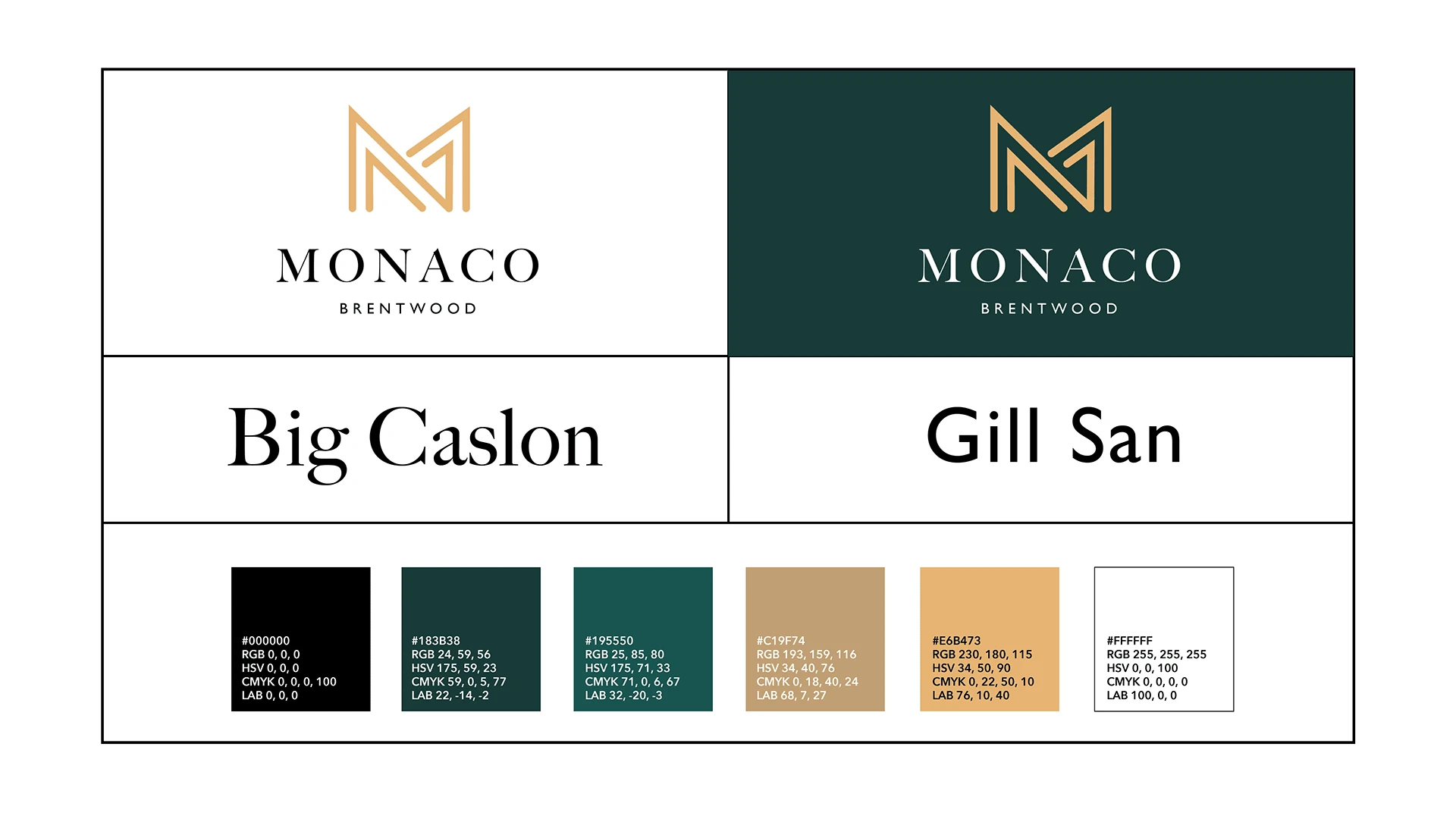 Monaco Brentwood has a simple logo that is clearly visible on a diverse range of marketing assets. The logo is elegant and classy to bring a luxury feel. The green and yellow are serene and graceful, further emphasizing a natural aesthetic. The colours and the font have a more approachable tone so the brand still feels inviting
