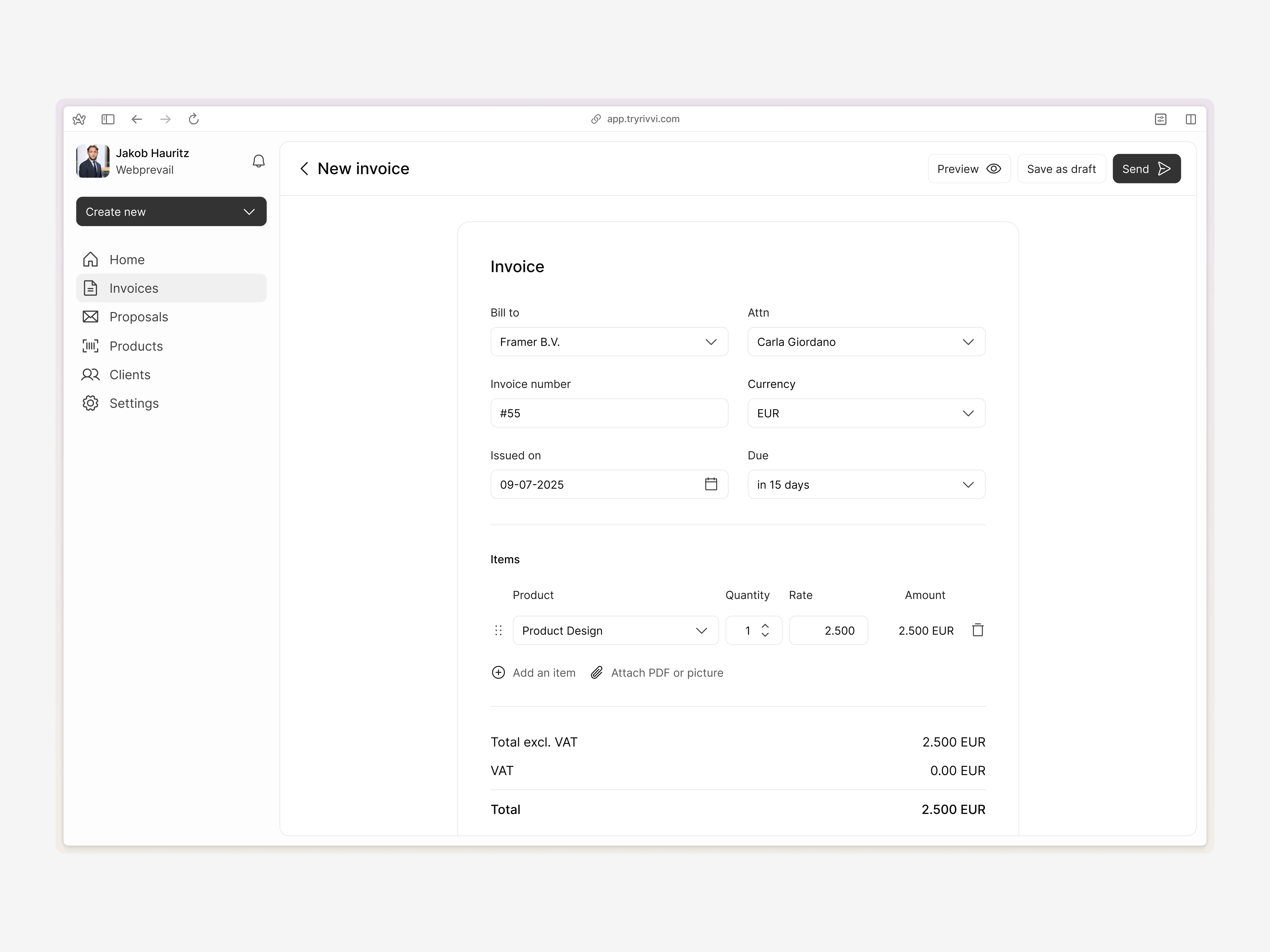 Create new invoice flow #3