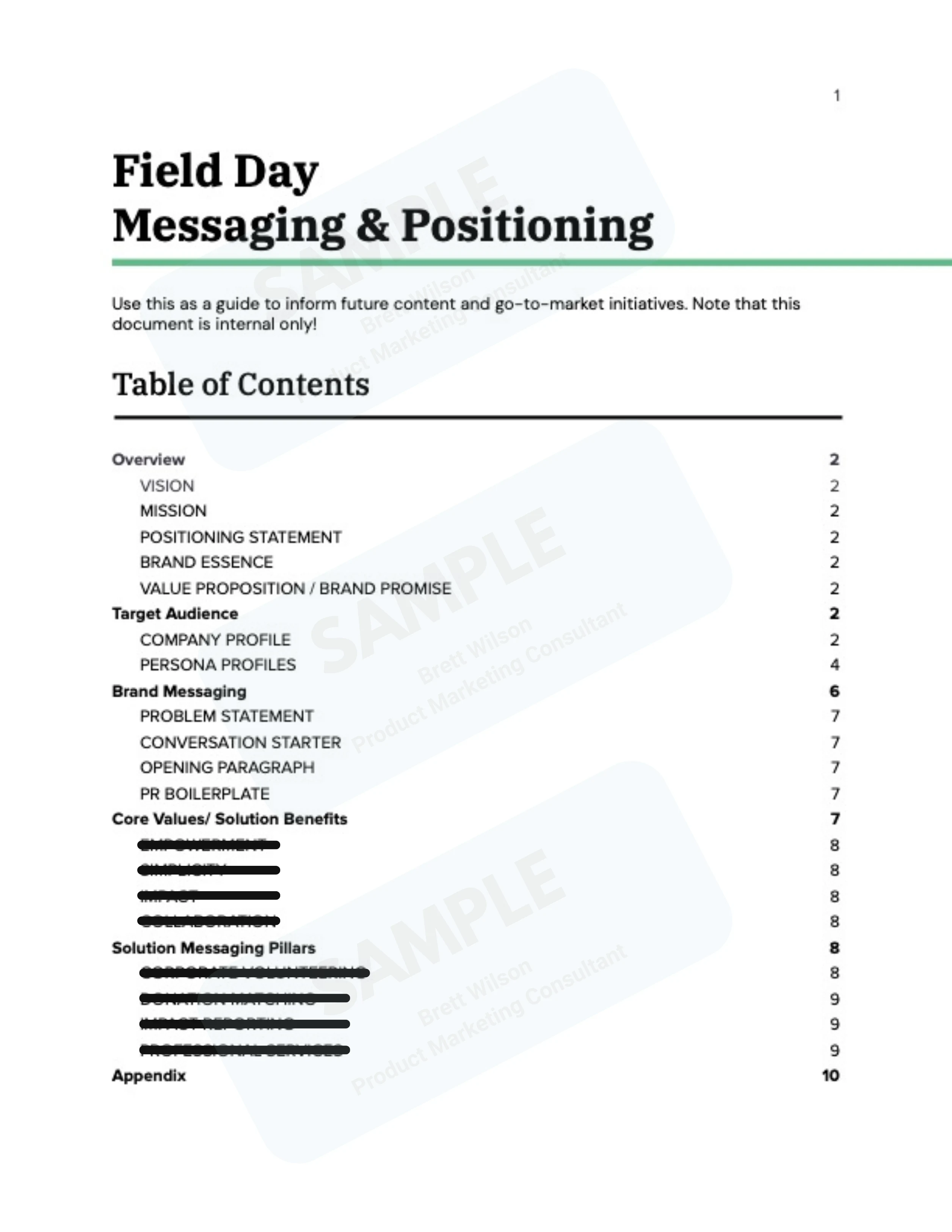 Sample Structure for Messaging & Positioning