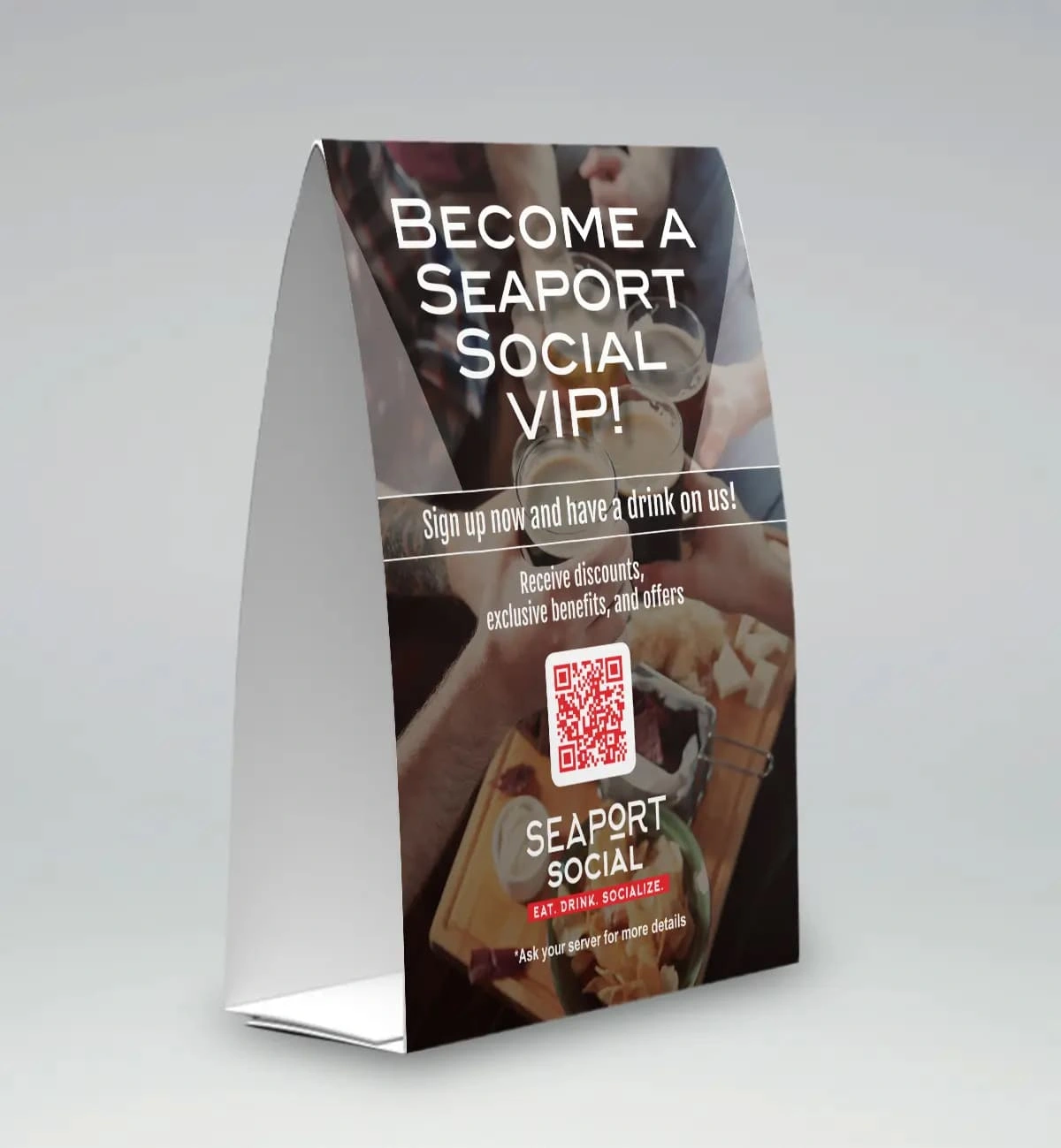 Table Tent - Layout done in InDesign and image enhancement done in Photoshop.