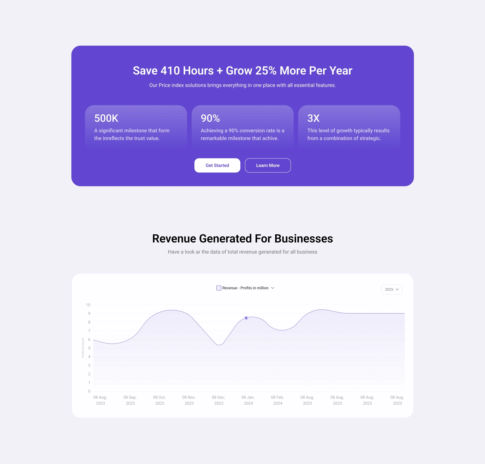 CTA and Metrics Section UI Design