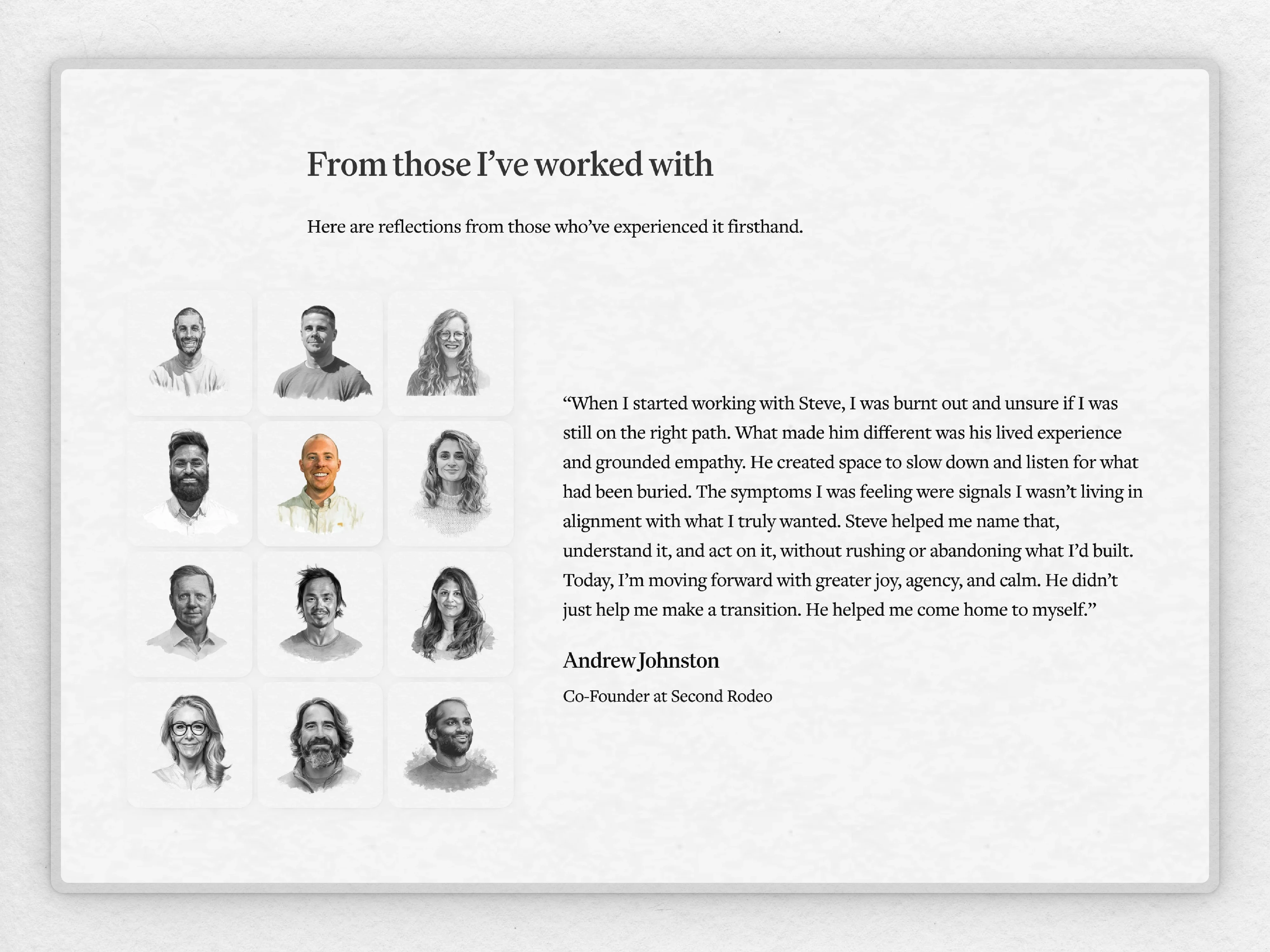 Testimonials from people Steve coached