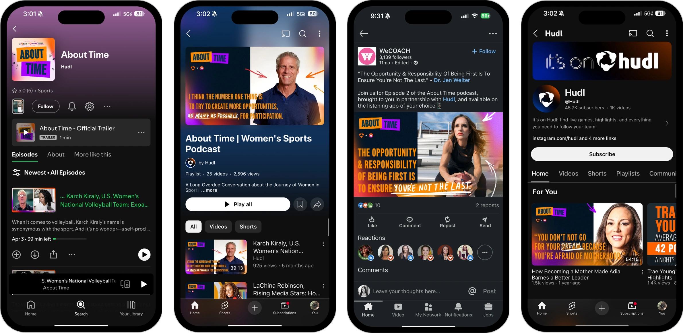 Social media designs in context across platforms like Spotify, Youtube, and LinkedIn.