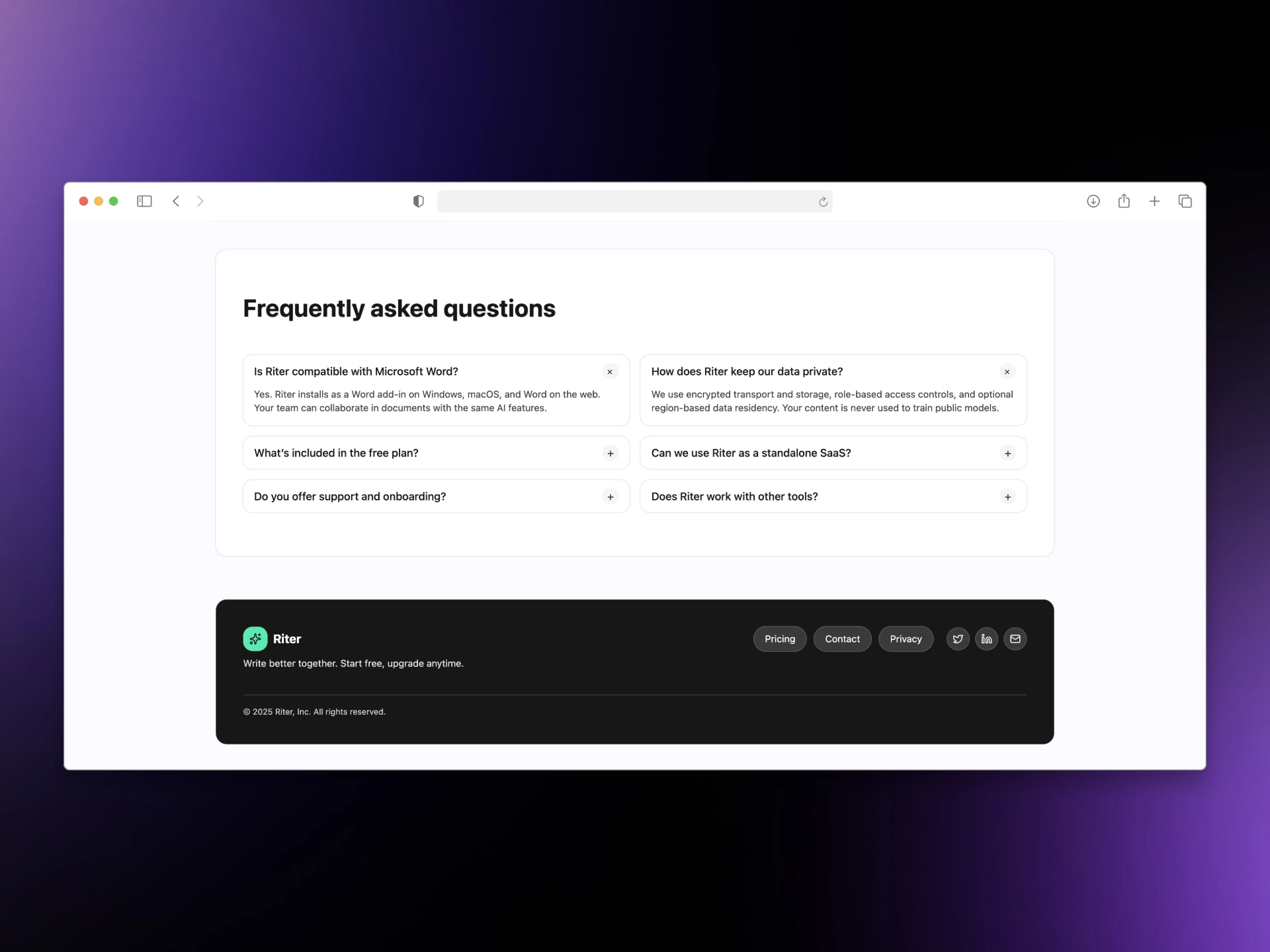 Riter LP - Footer sectiion