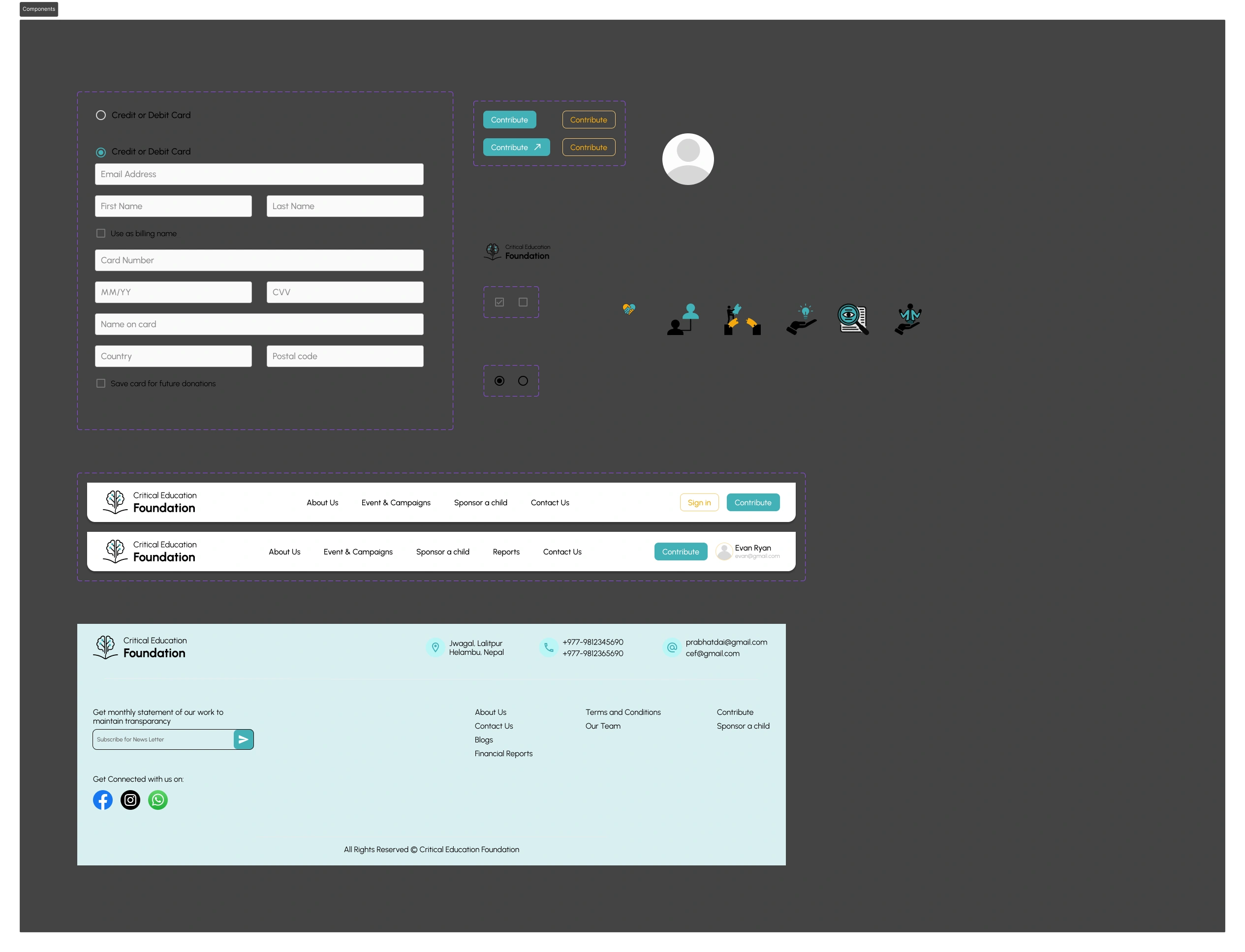 Components for the Website