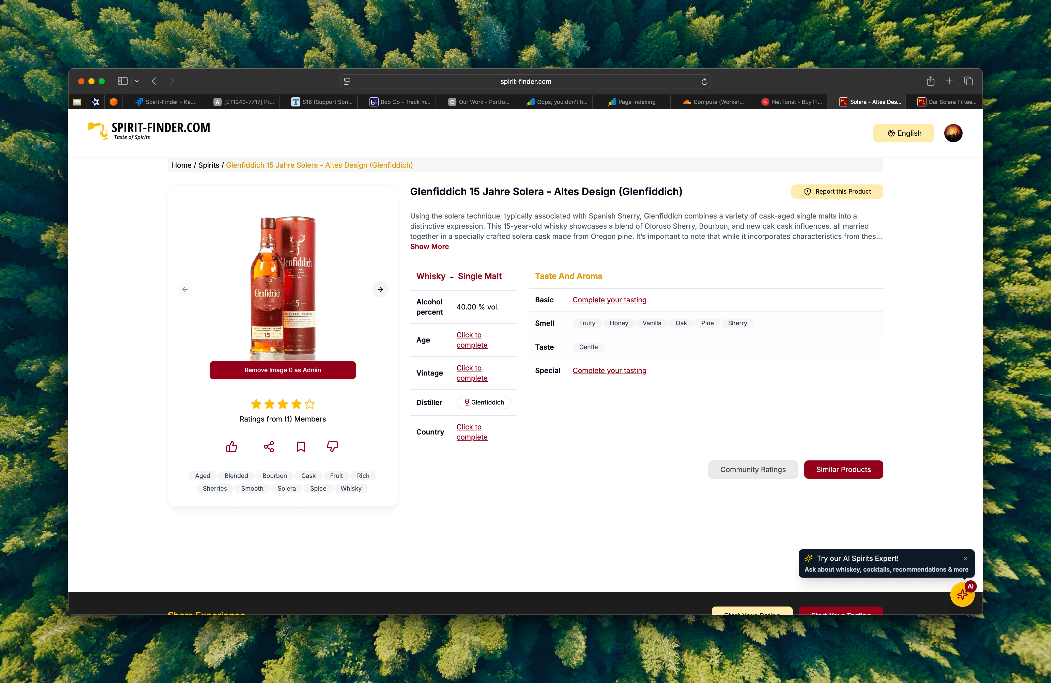 Spirit Details Page