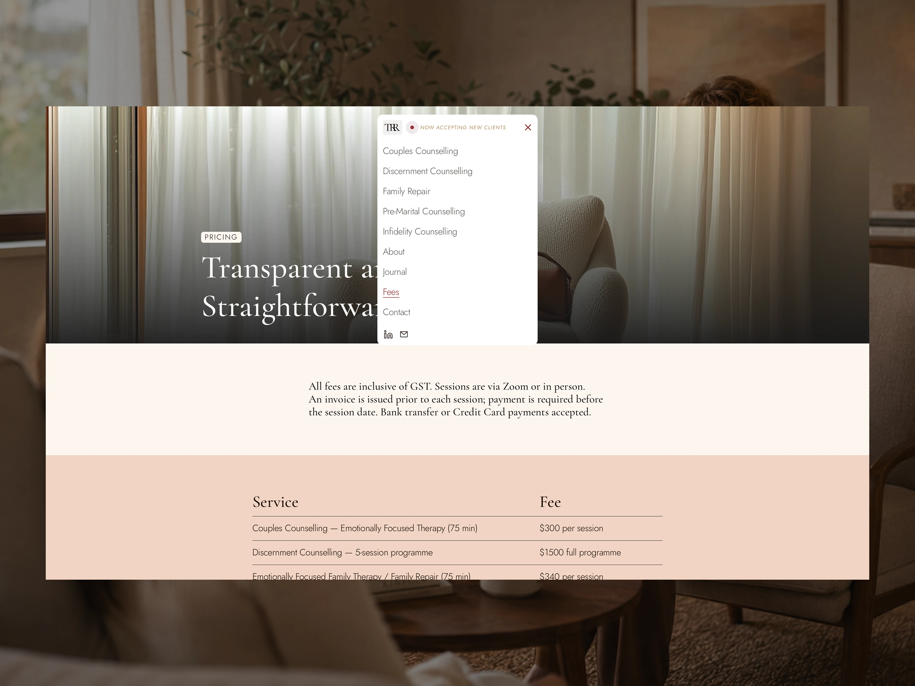 Fees page