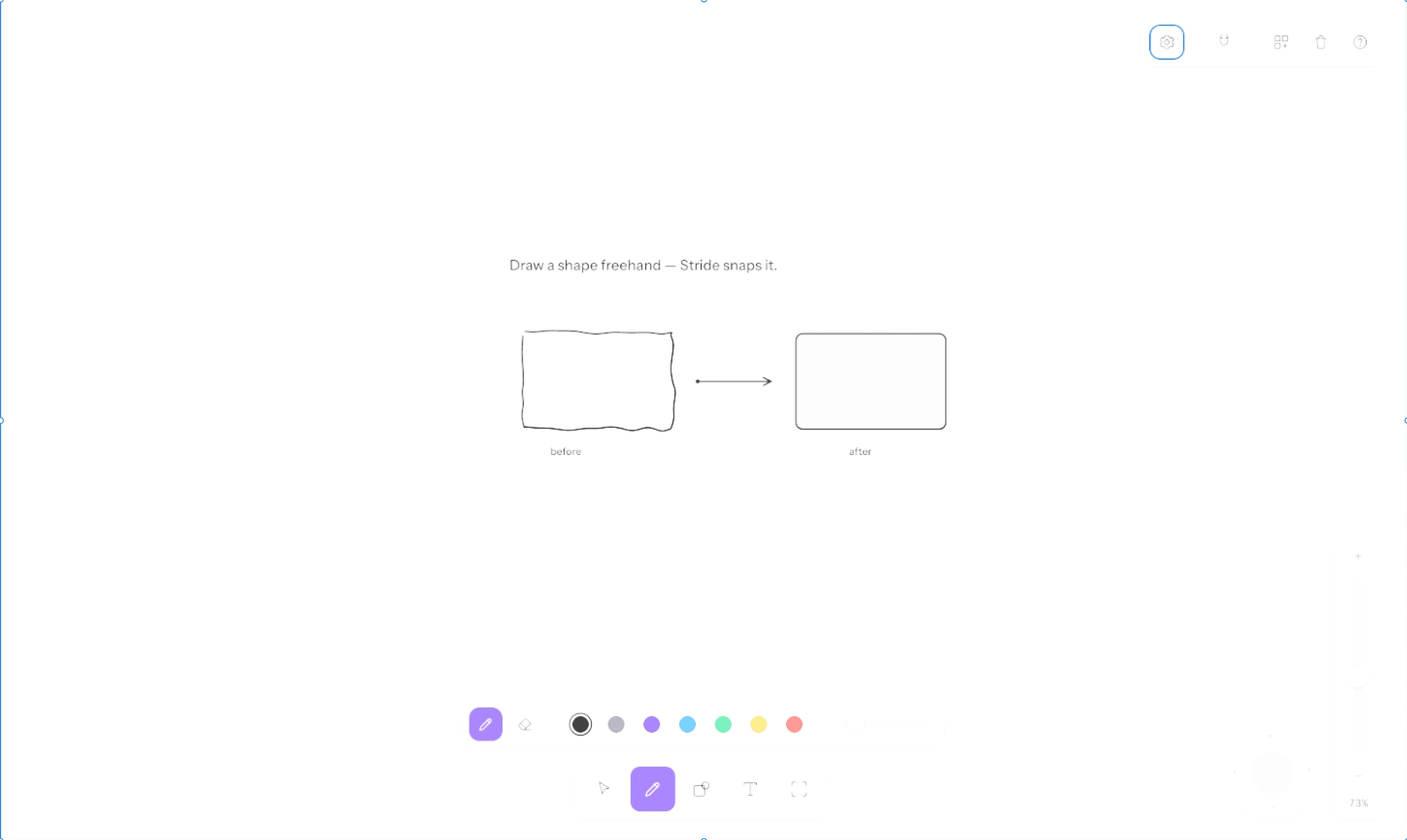 How the canvas appears on a tablet — too bright for comfortable use