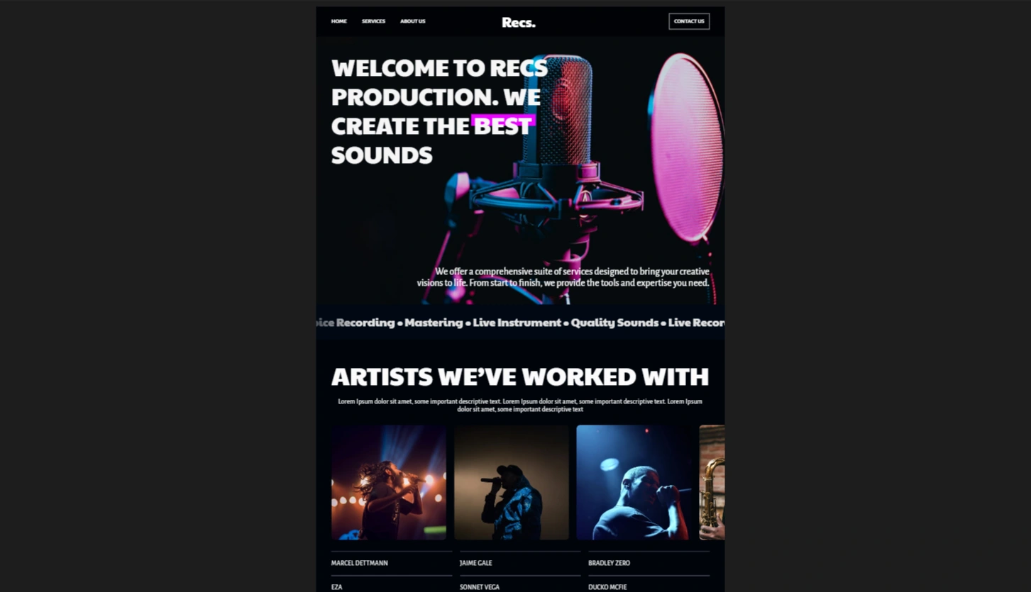 Hero Section / Artist