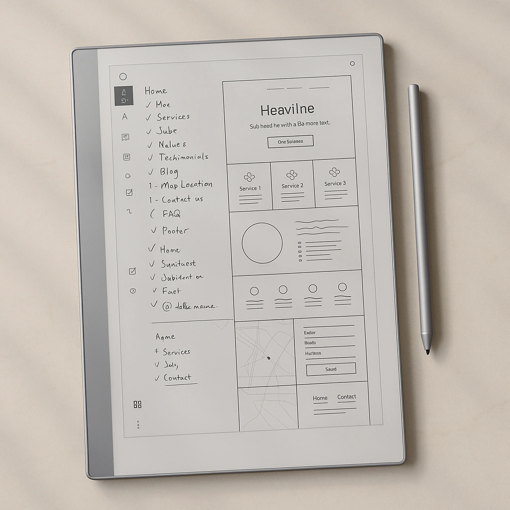Ai Image of the manual wireframing process