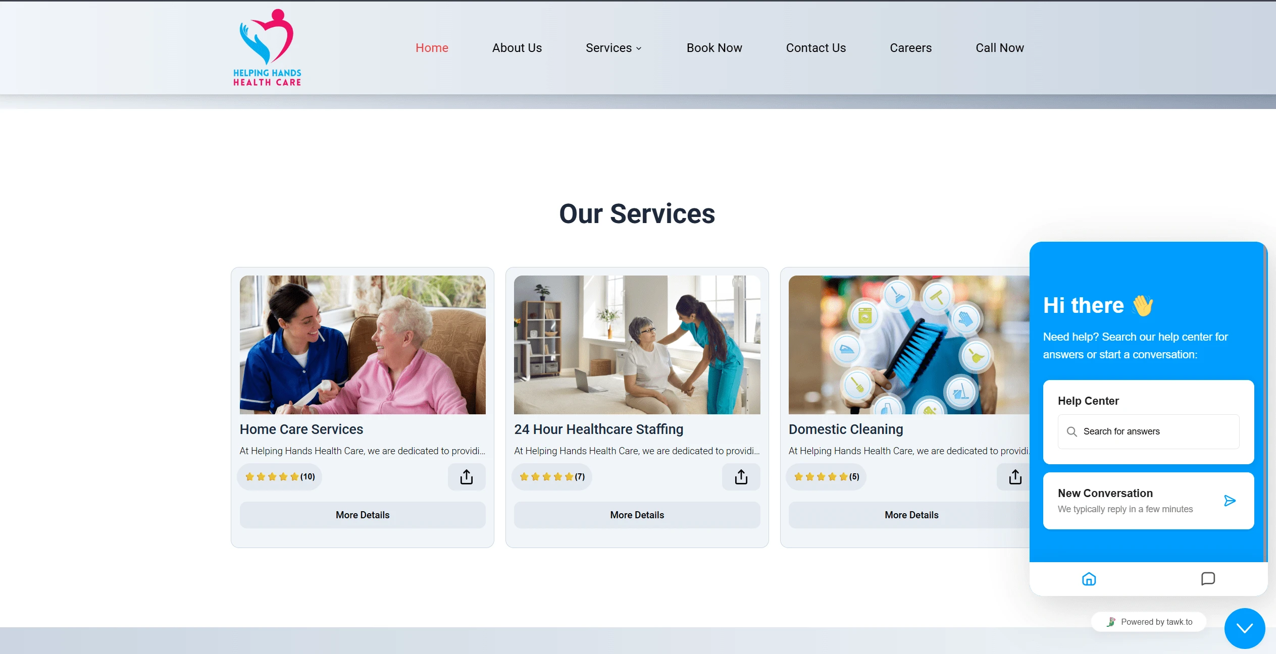 Chatbot Integration - Copyright © 2025 - Helping Hands Health Care Ltd