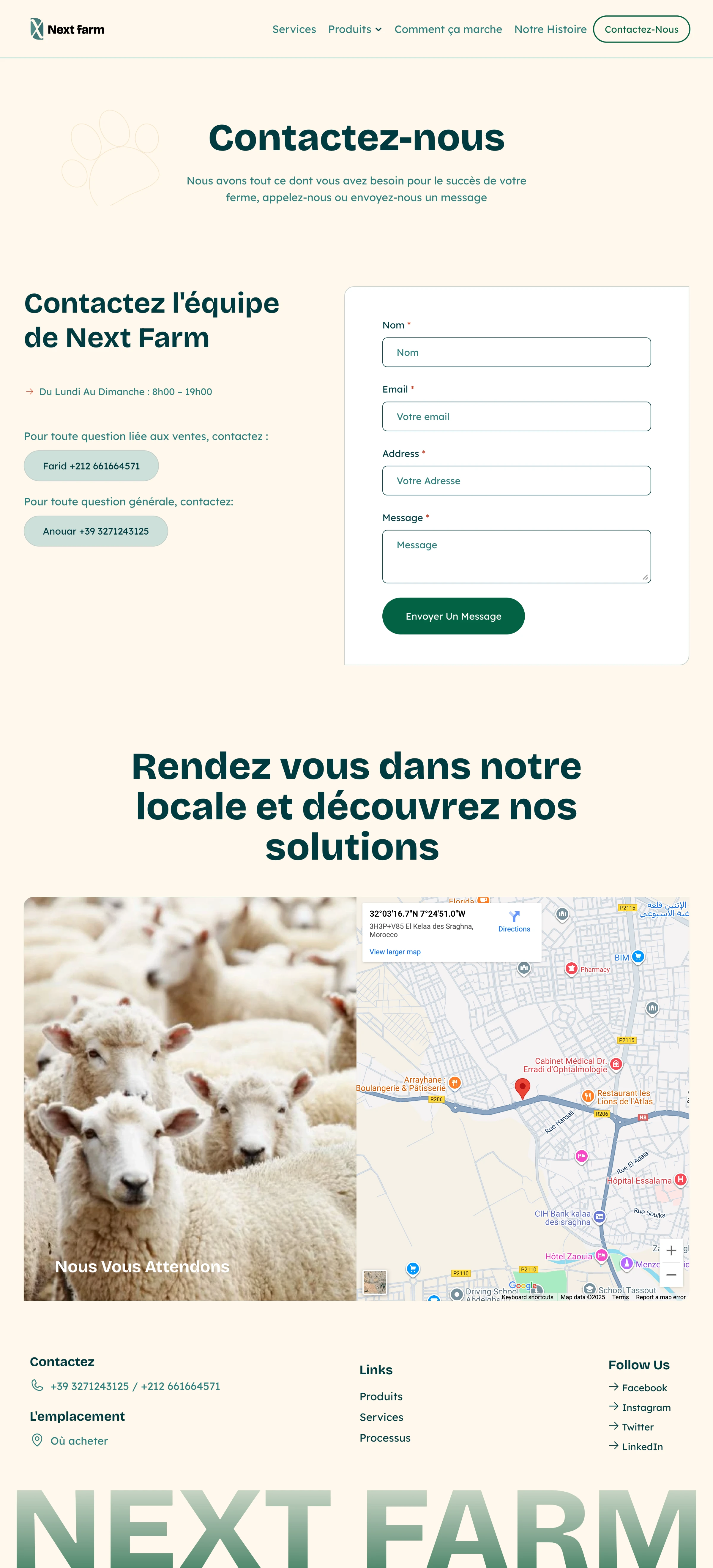 Contact page along with footer design