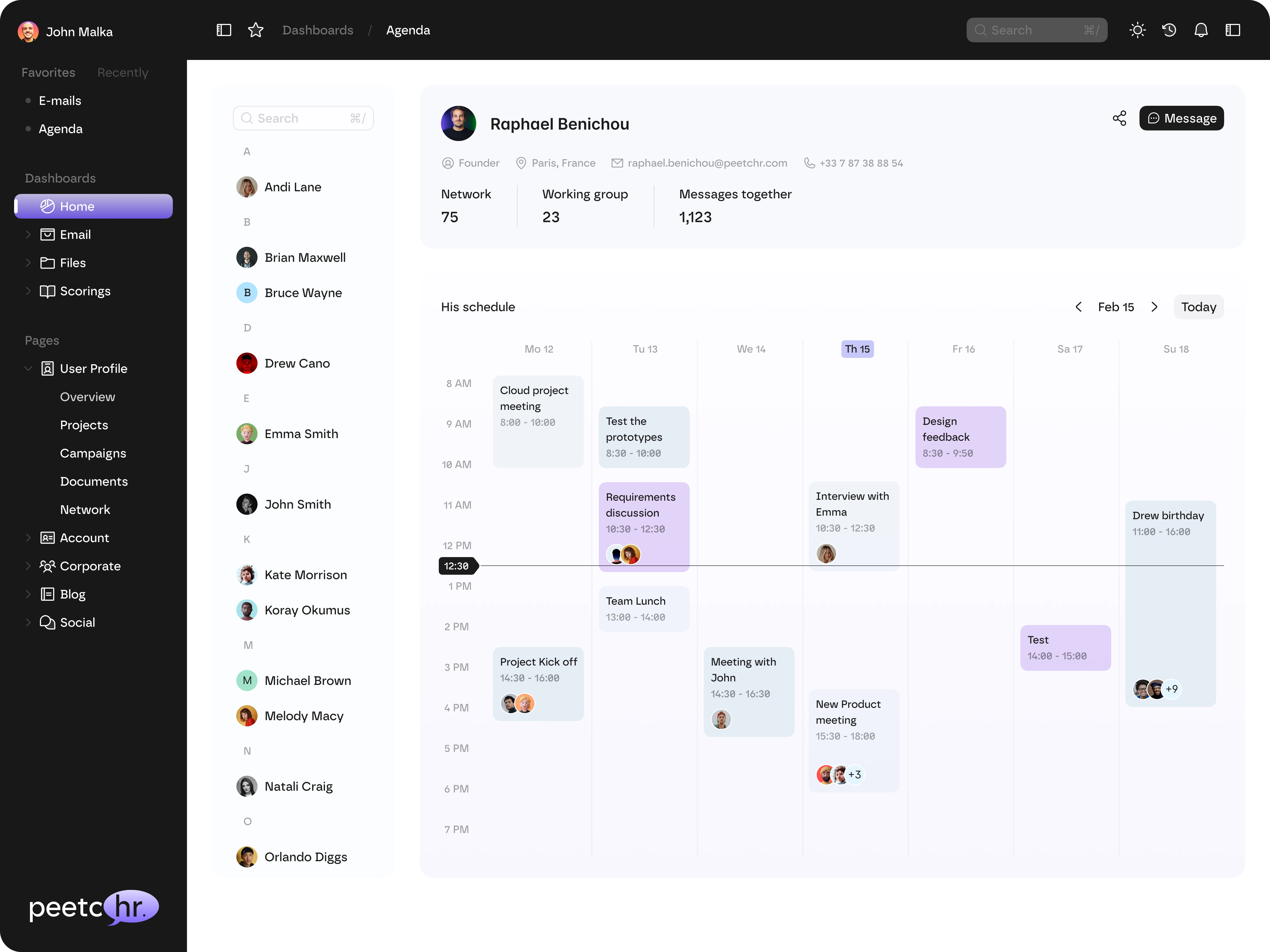 First iteration of the Peetchr Dashboard