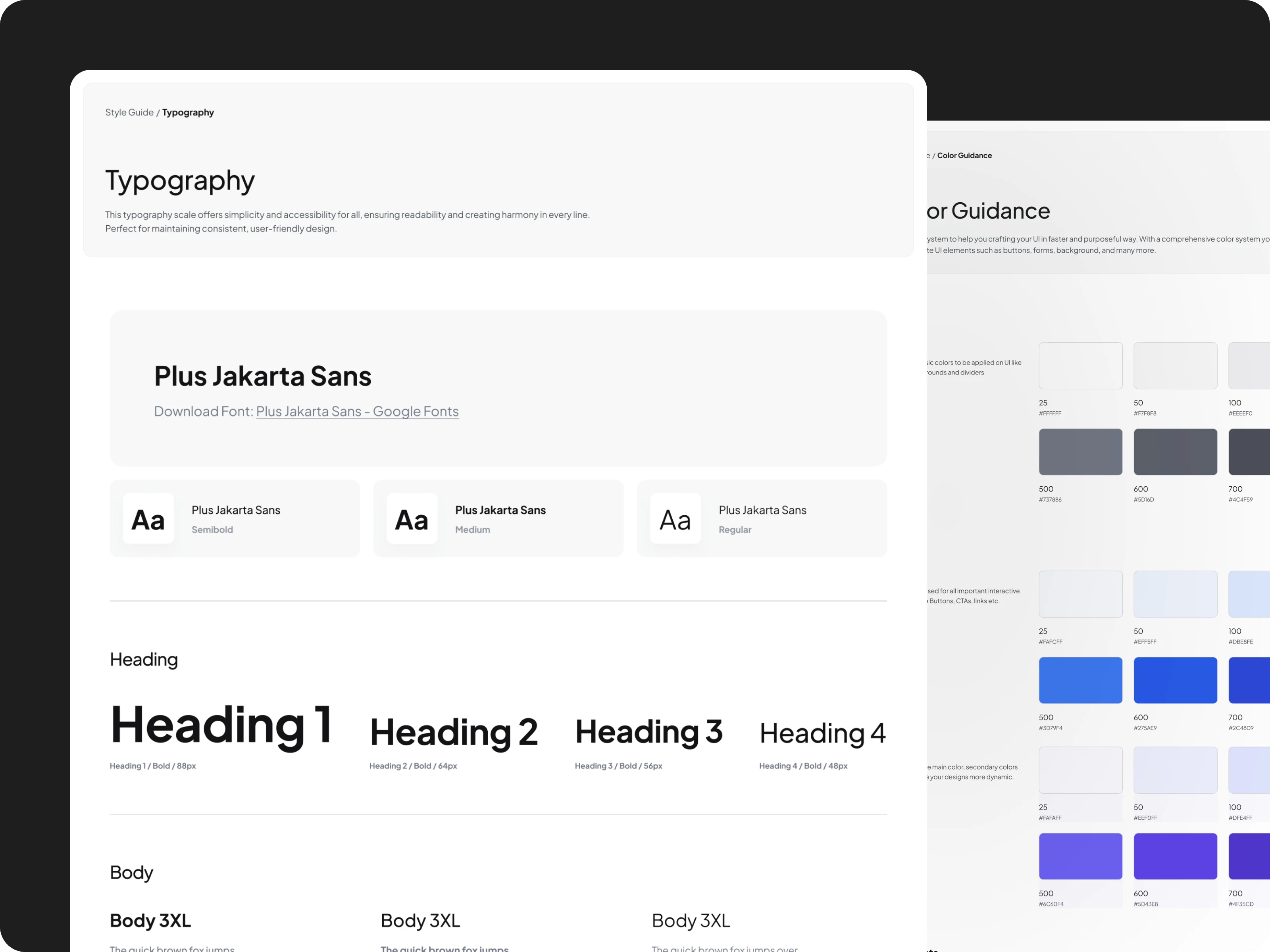 After we agree on the content structure, we made the typography & color guide.
