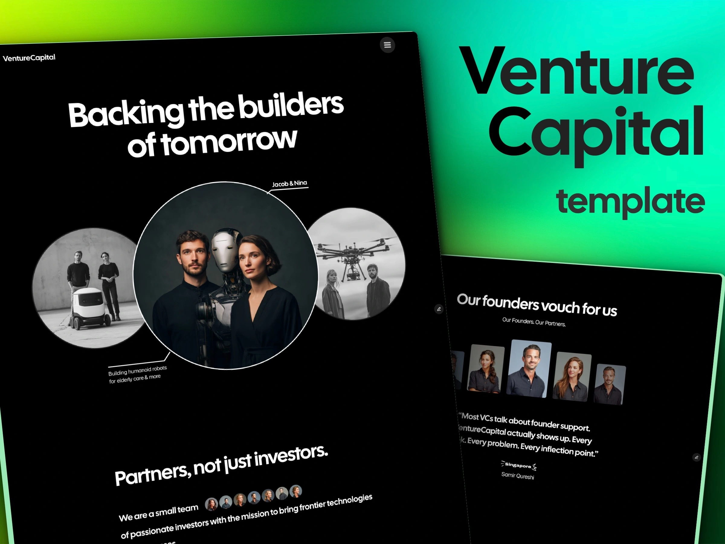 Hero section of the site with animated images