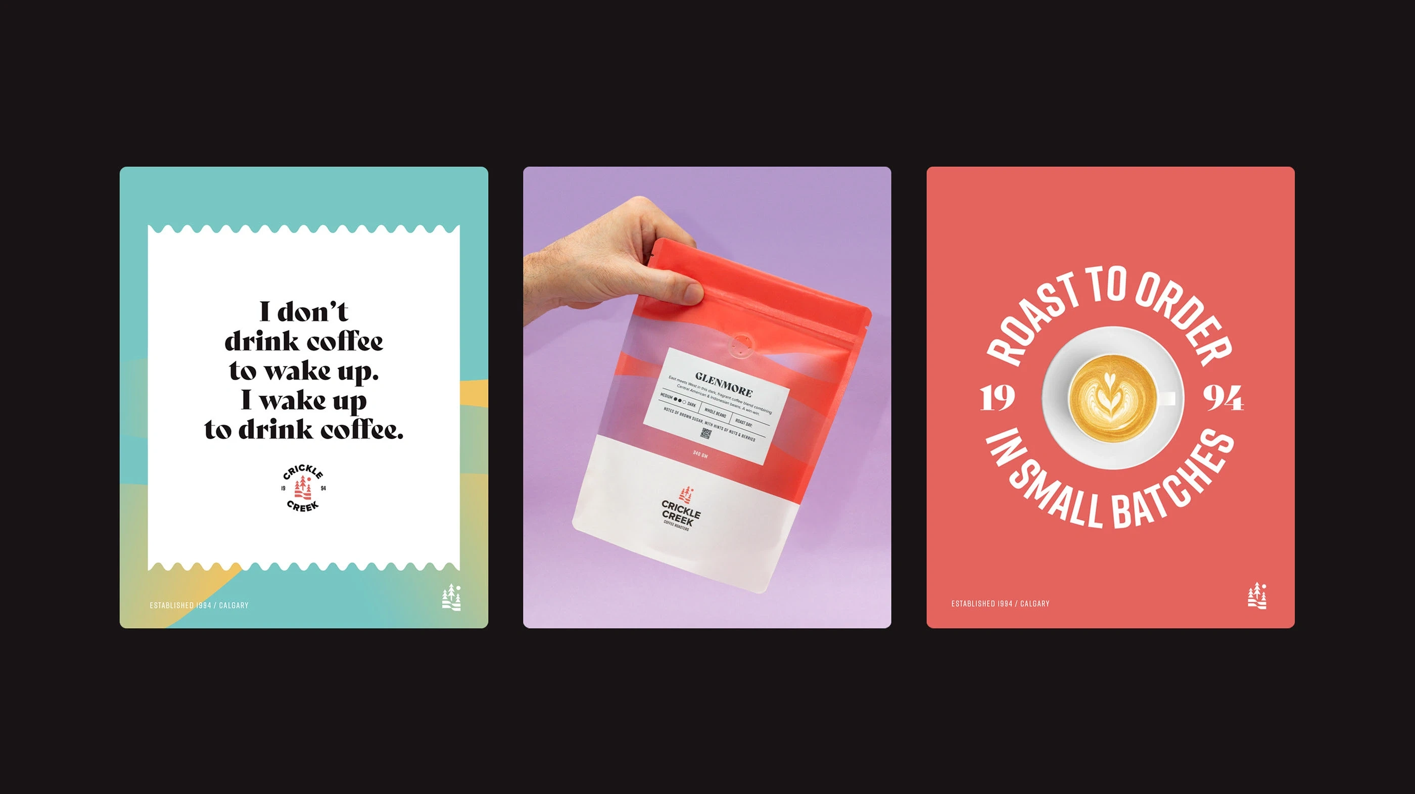 Social media strategy and templates for Crickle Creek, a coffee roasting brand in Calgary, Canada