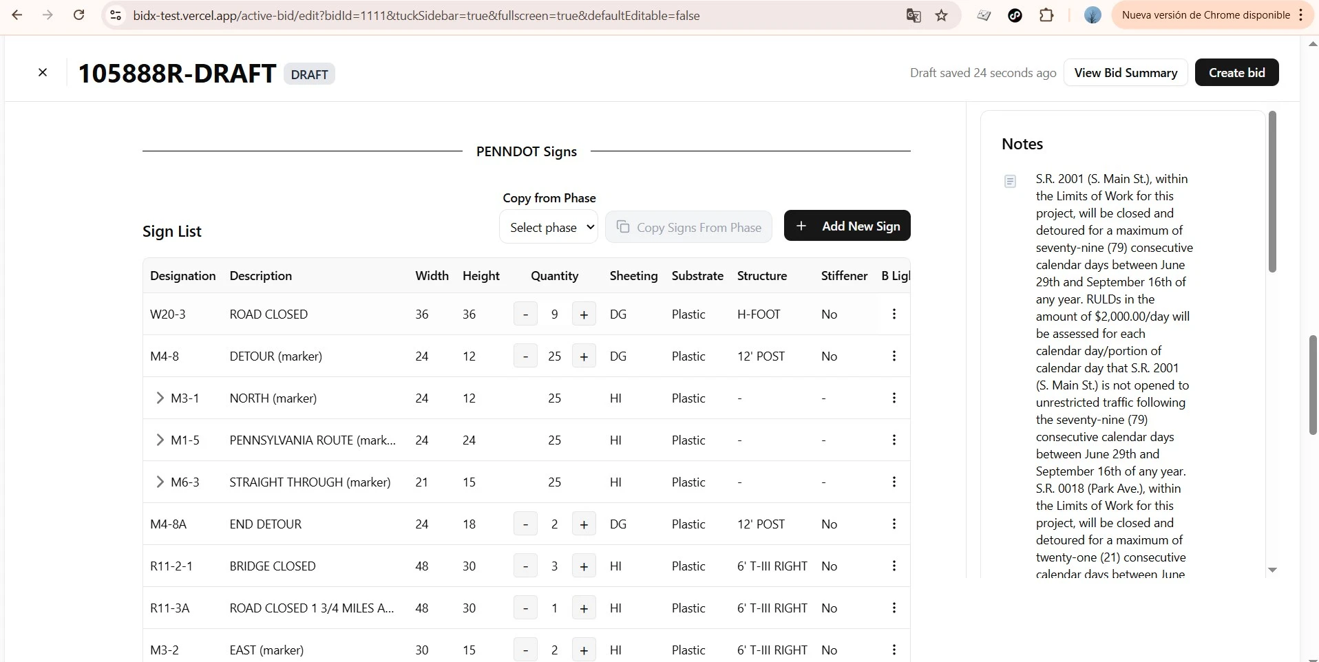 Project estimating tool