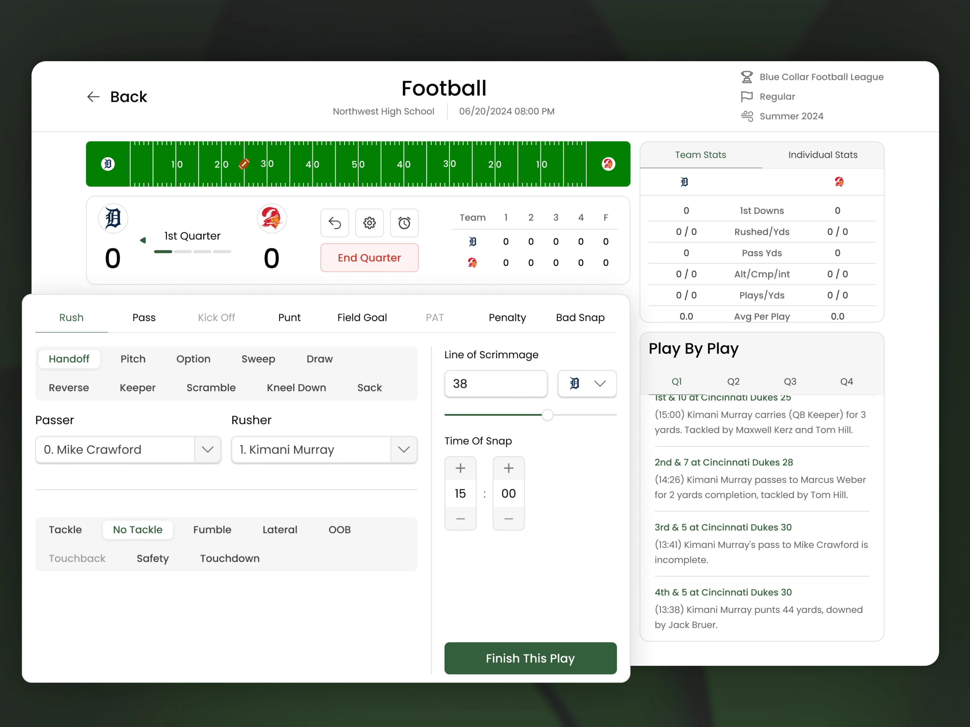 Football Board Page - PBP Method (Have Started Condition)