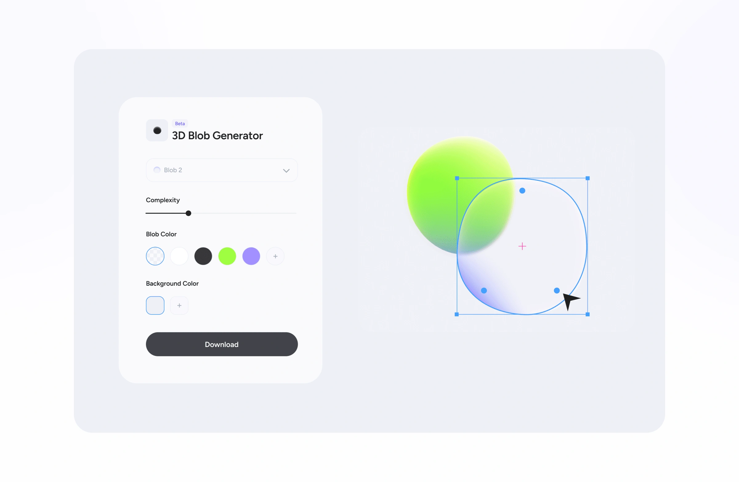 User Interface of the blob3d generator