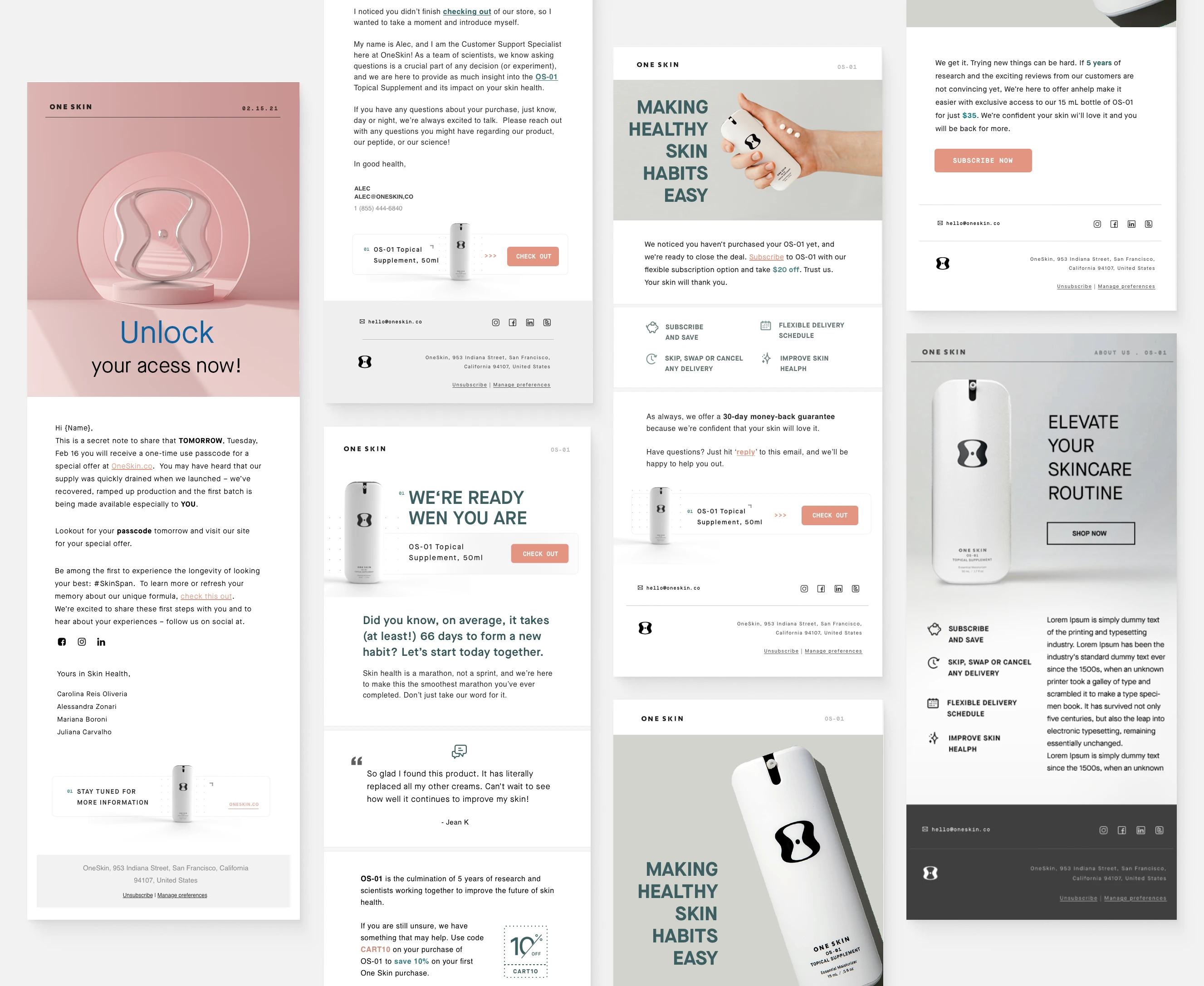 Transactional emails for biotech e-commerce | OneSkin