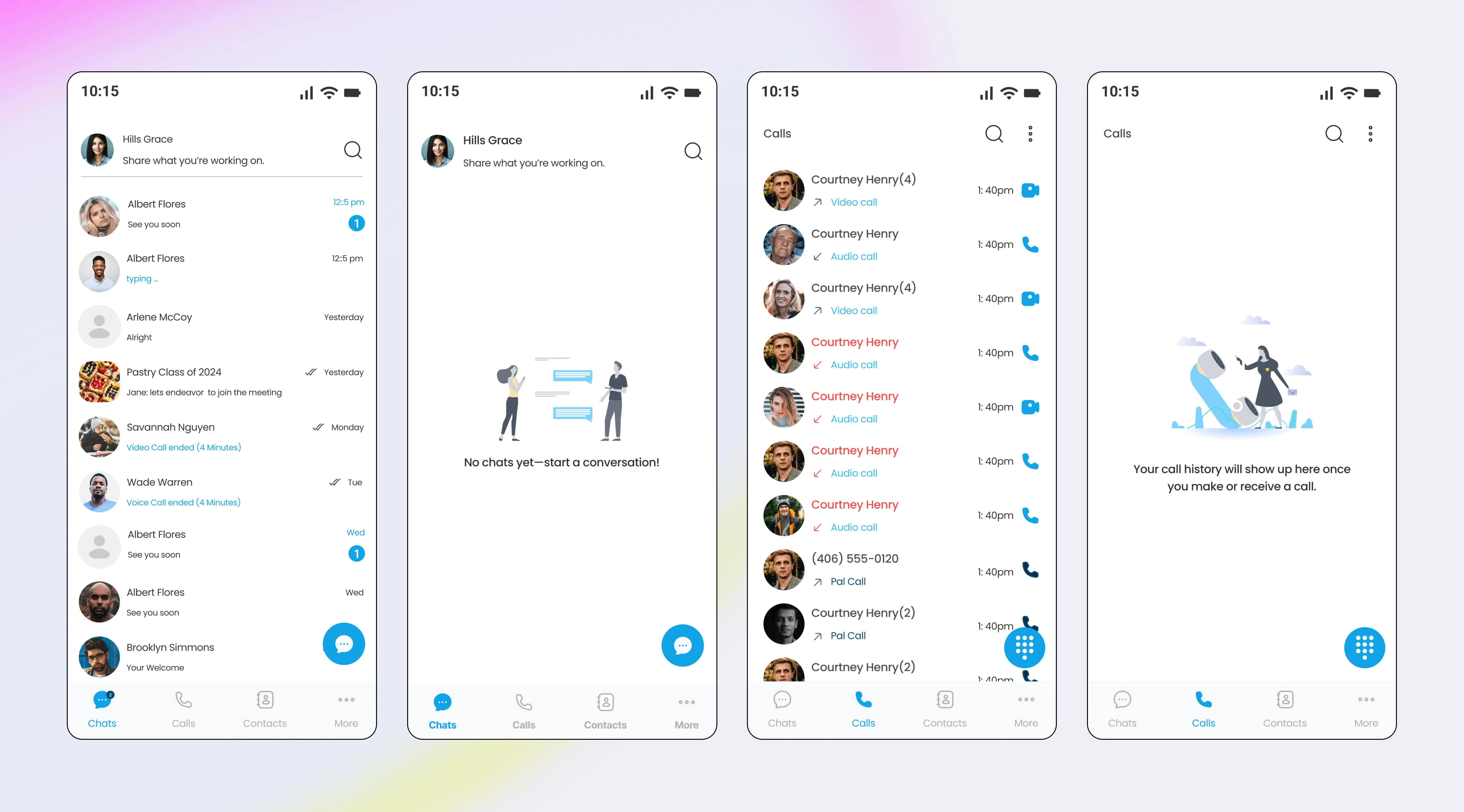 Overview of chat and call log