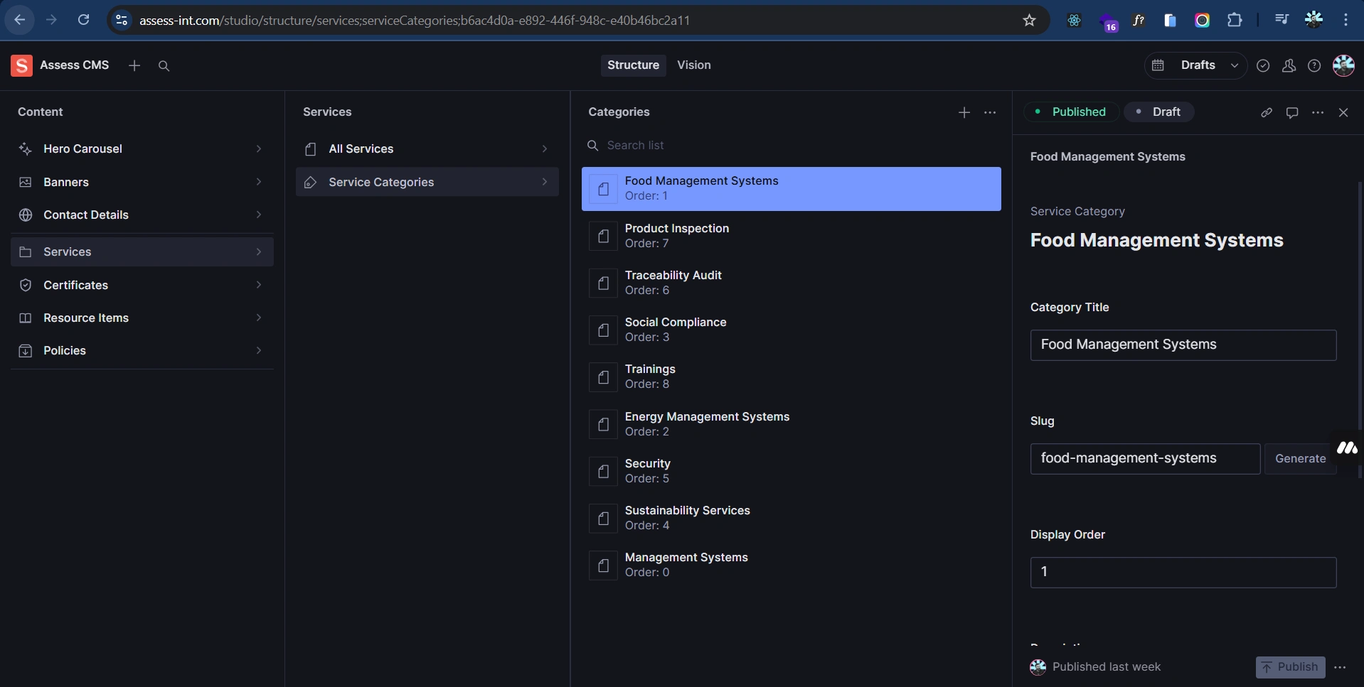 CMS -> Content Structure