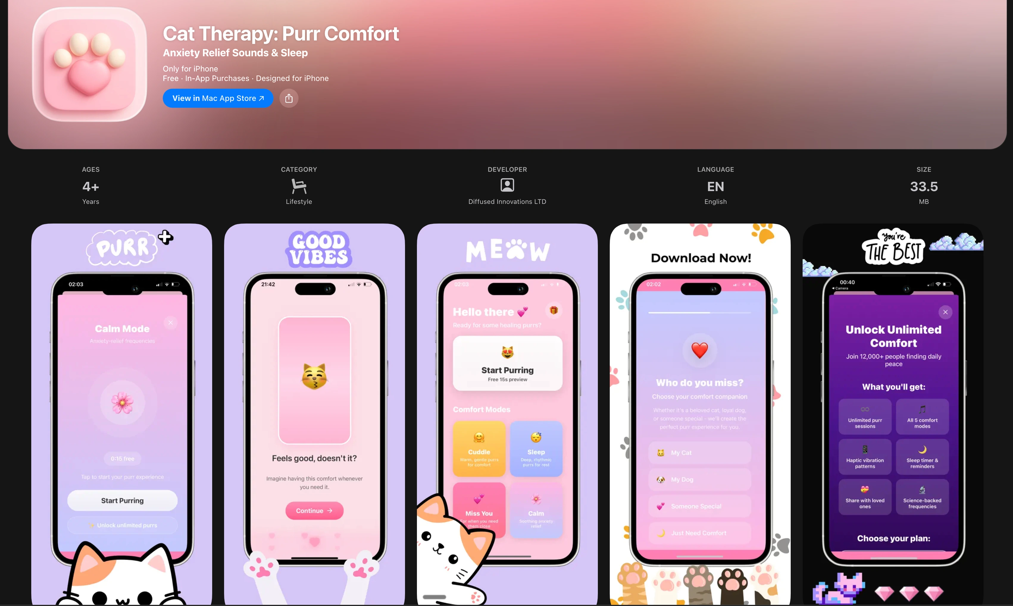 Purr Comfort on the app store