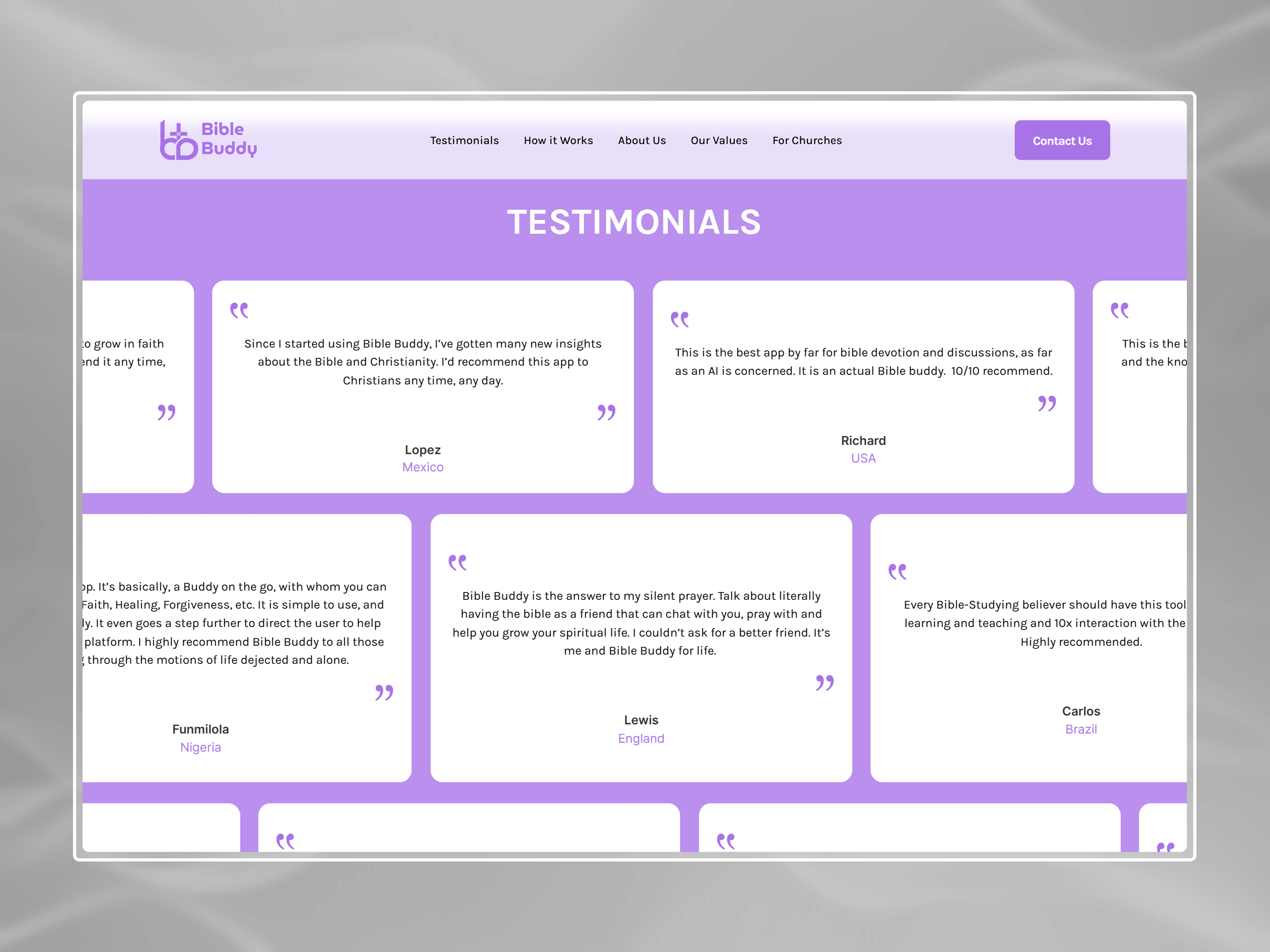 Testimonial Section